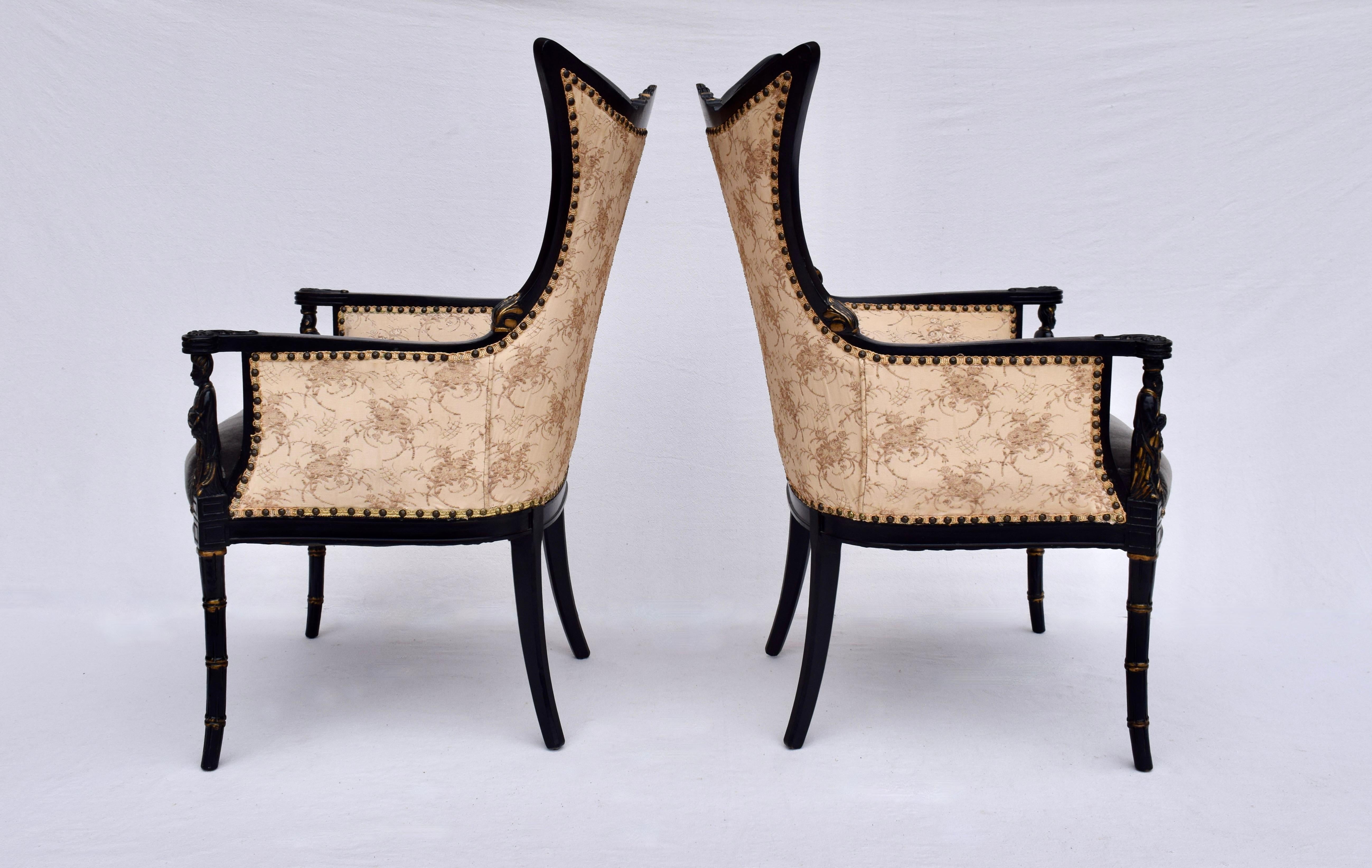 American Vintage Chinoiserie Pagoda Arm Chairs For Sale