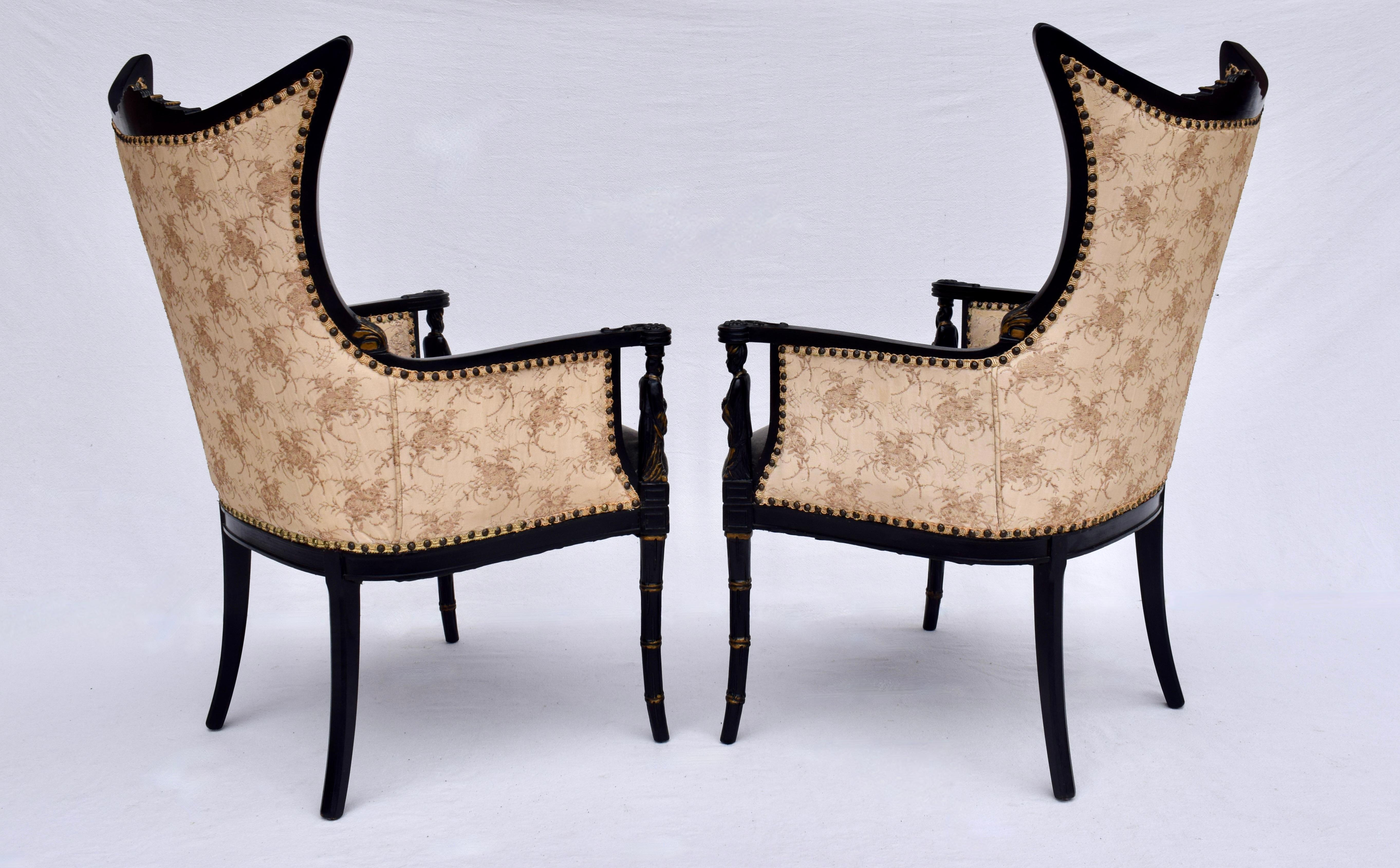 Vintage Chinoiserie Pagoda Arm Chairs In Good Condition For Sale In Southampton, NJ