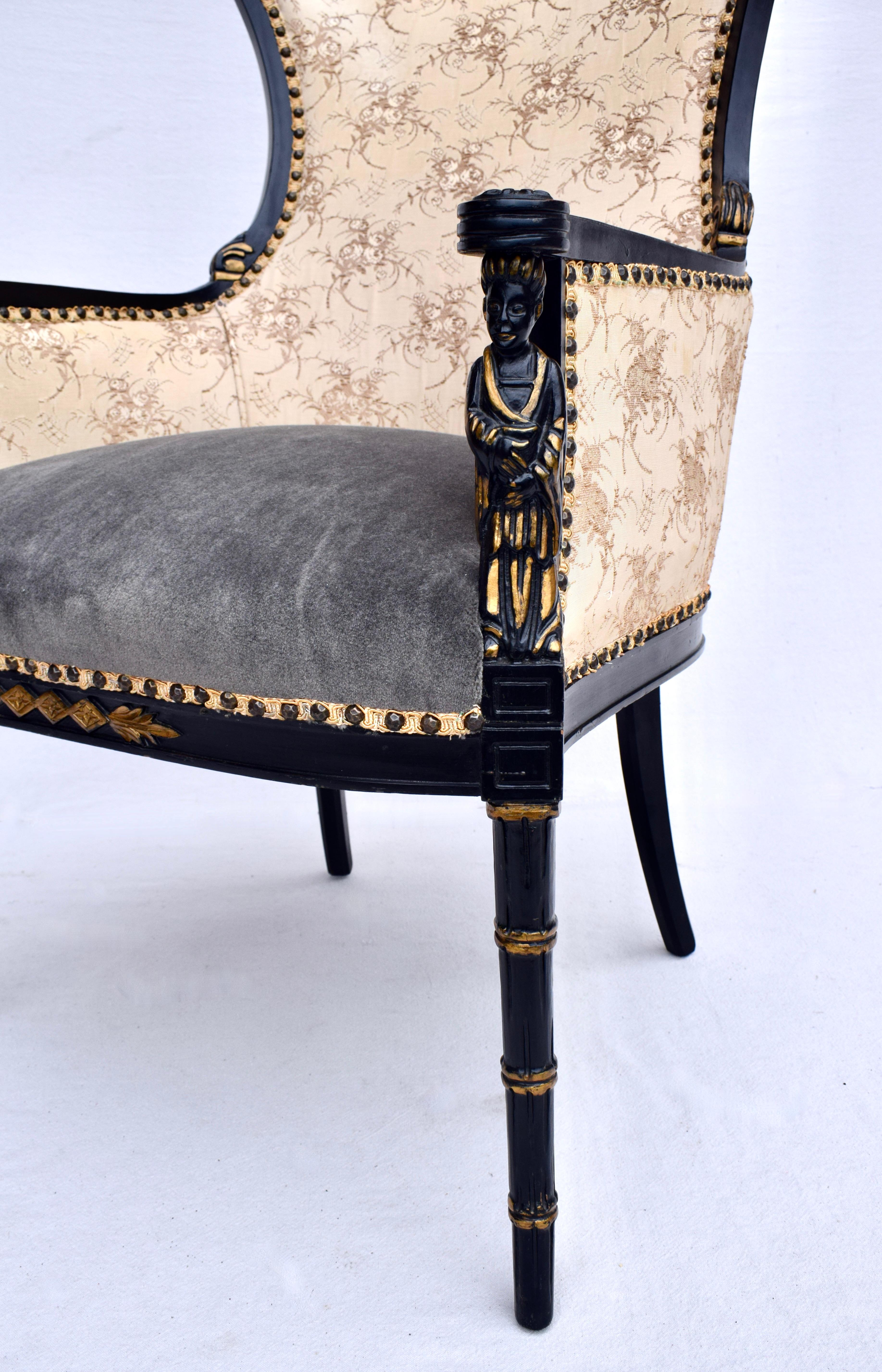20th Century Vintage Chinoiserie Pagoda Arm Chairs For Sale