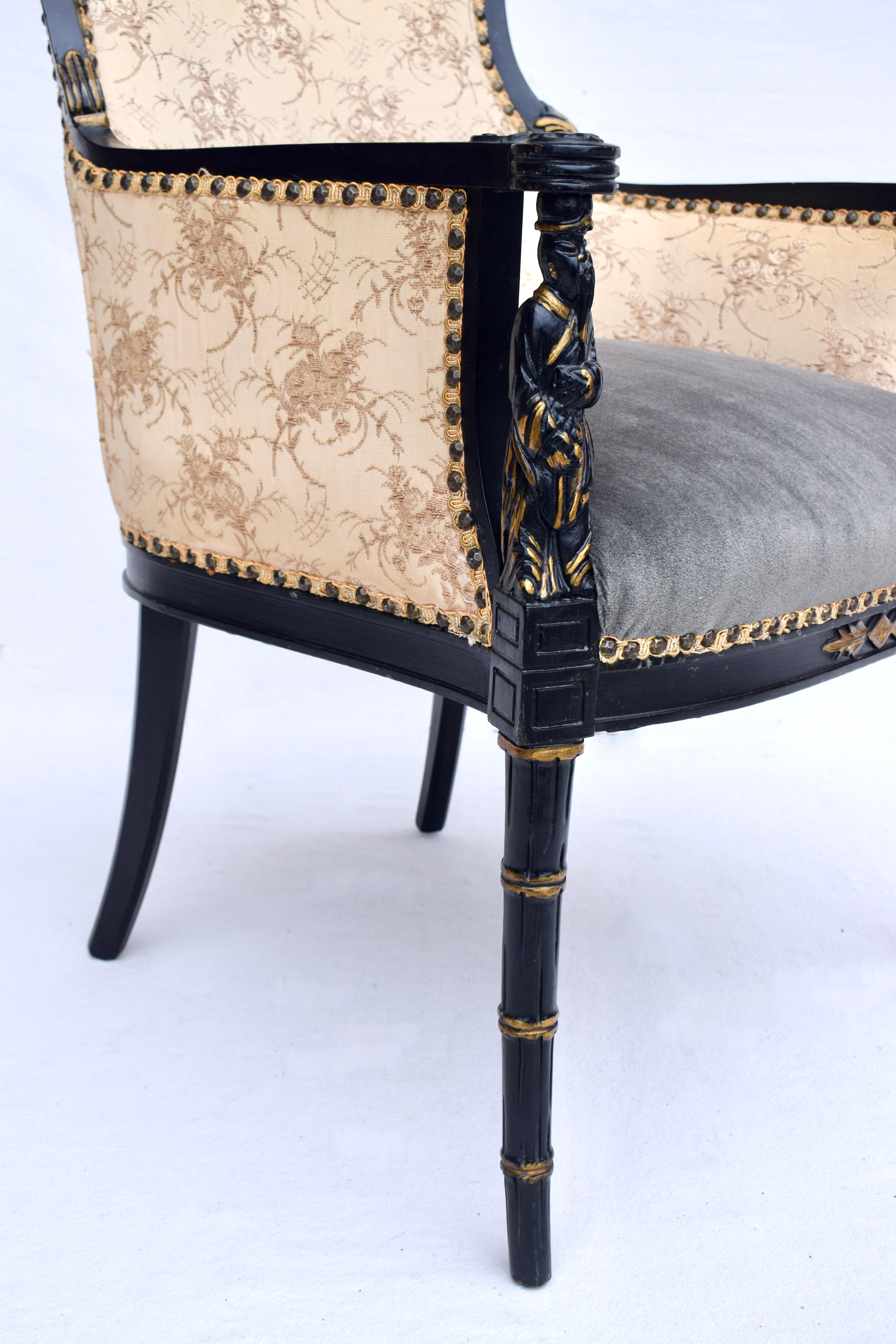 Brass Vintage Chinoiserie Pagoda Arm Chairs For Sale