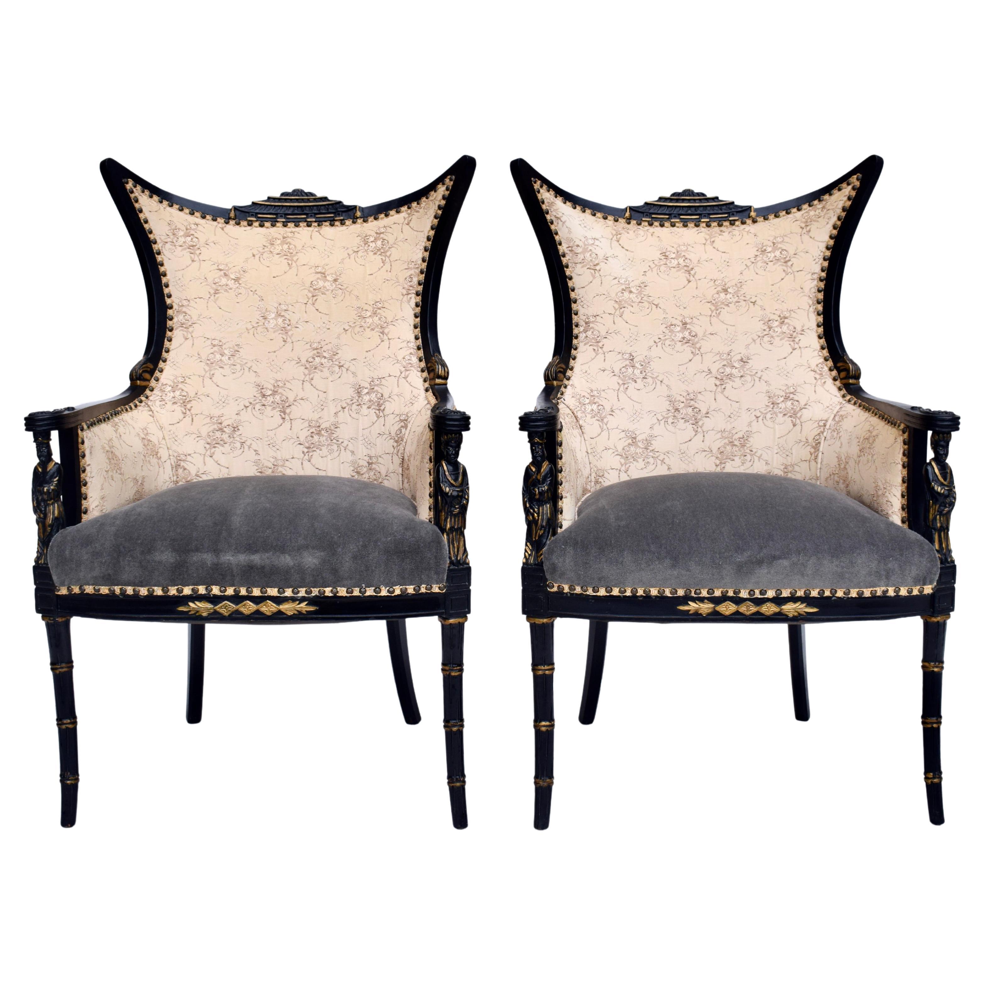 Vintage Chinoiserie Pagoda Arm Chairs For Sale at 1stDibs