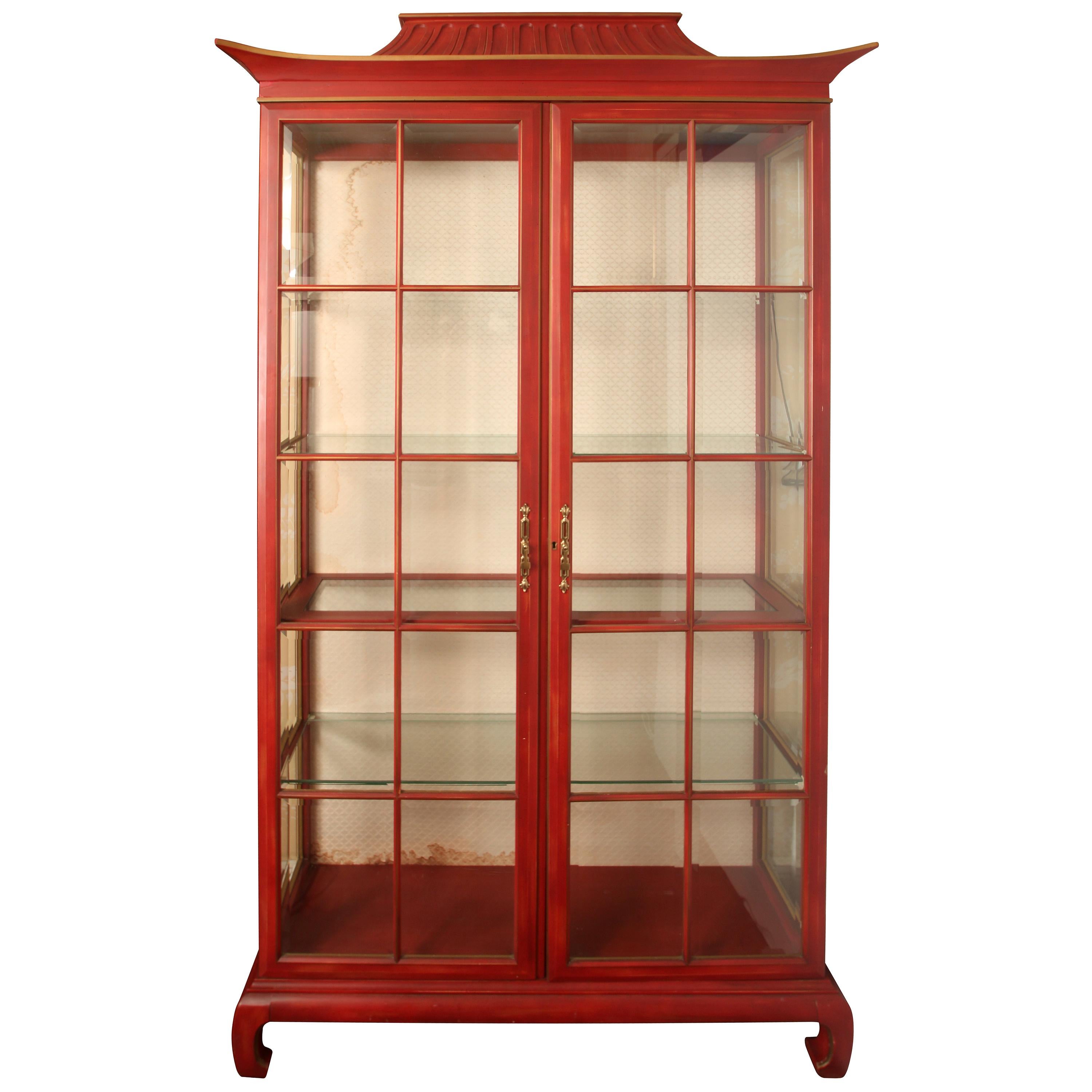 Vintage Chinoiserie Pagoda Display Cabinet