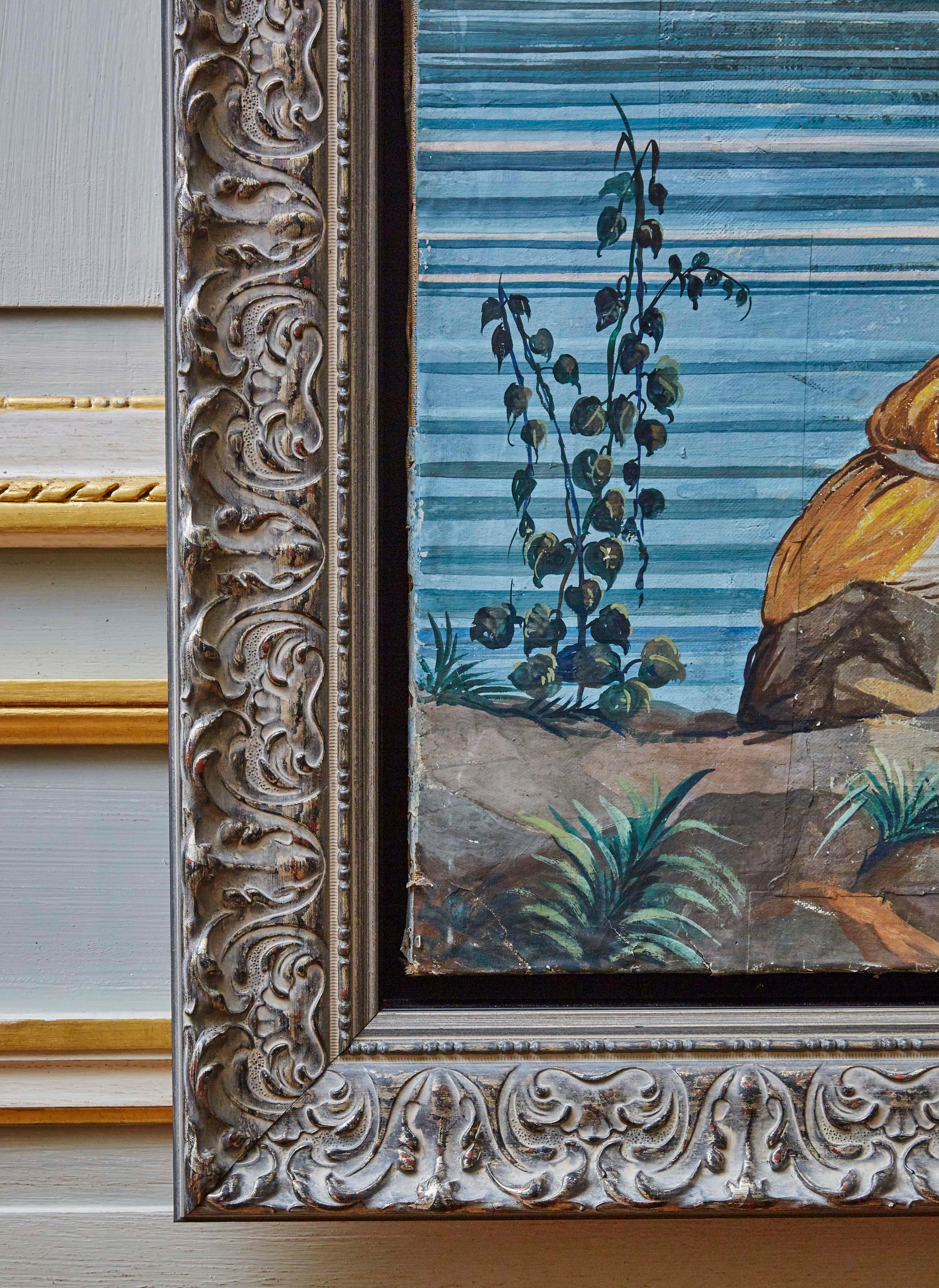 Chinoiserie-Gemälde im Vintage-Stil im Zustand „Gut“ im Angebot in Saint-Ouen (PARIS), FR