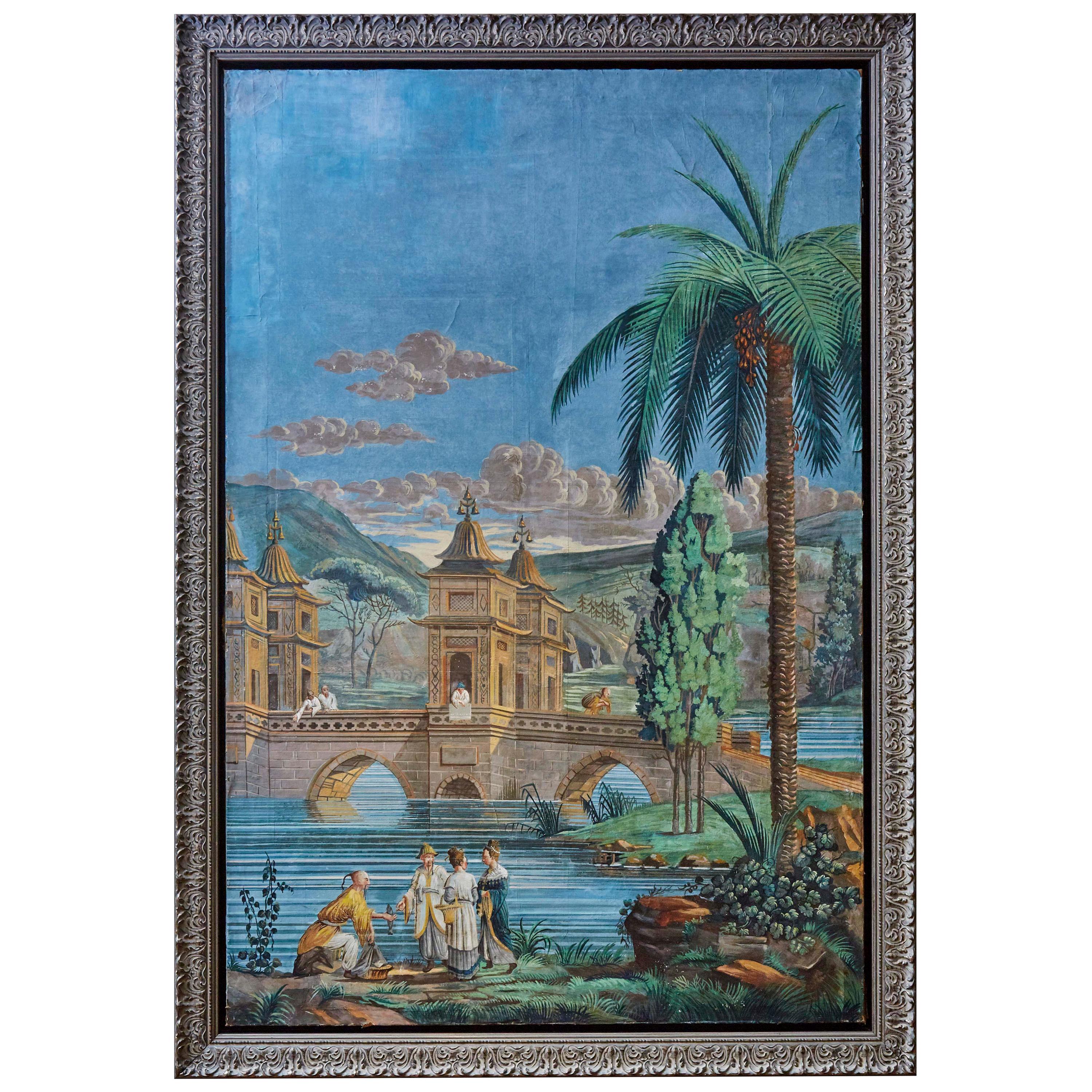 Vintage Chinoiserie Painting For Sale