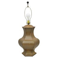 Vintage Chinoiserie Cuivre patiné Hexagonal Oriental Ginger Jar Table Lamp