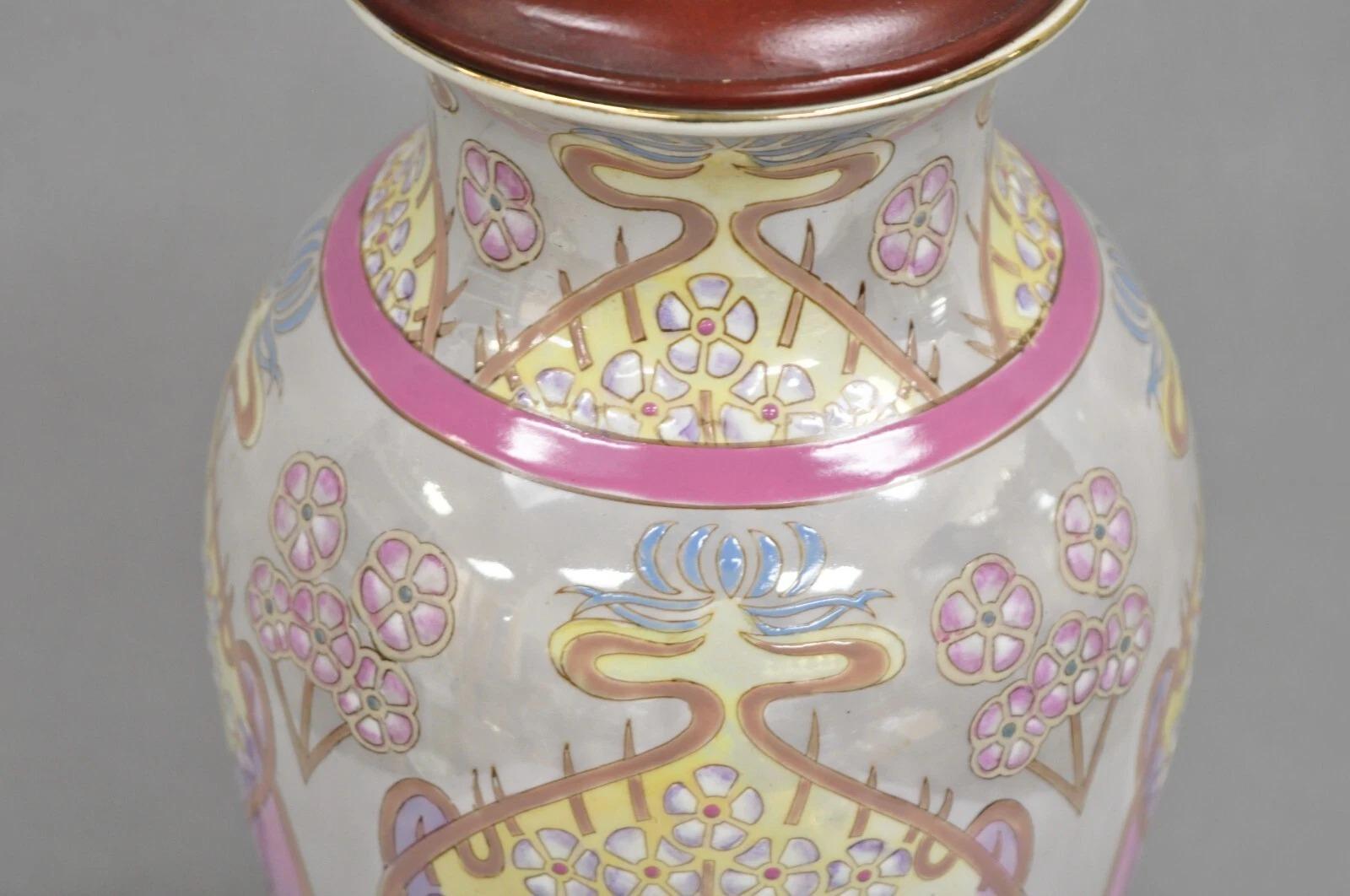 Lampada da tavolo vintage in porcellana smaltata rosa Chinoiserie Art of Vintage in vendita 4