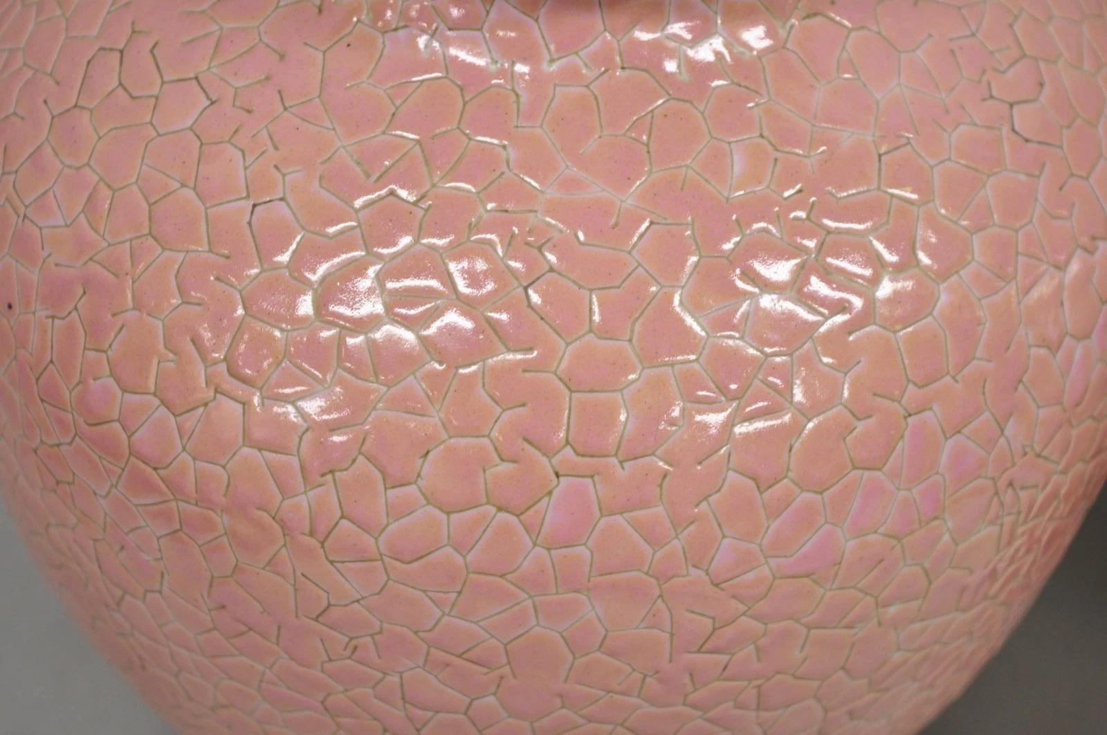Inconnu Paire de lampes de table à pot de gingembre en porcelaine rose de Chine - Vintage By By en vente