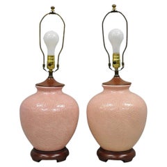 Vintage Chinoiserie Rosa Porzellan Chinesisch Ginger Jar Tischlampen - ein Paar
