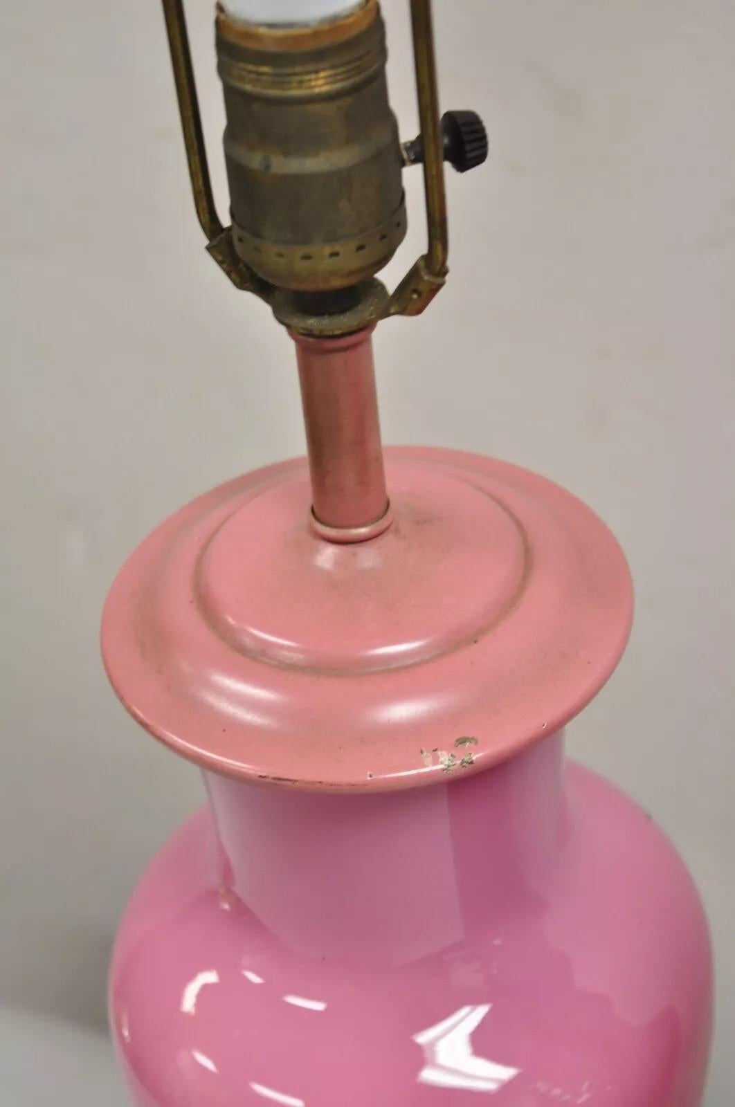 Vintage Chinoiserie Pink Porcelain Japanese Bird Painted Table Lamps - a Pair 3