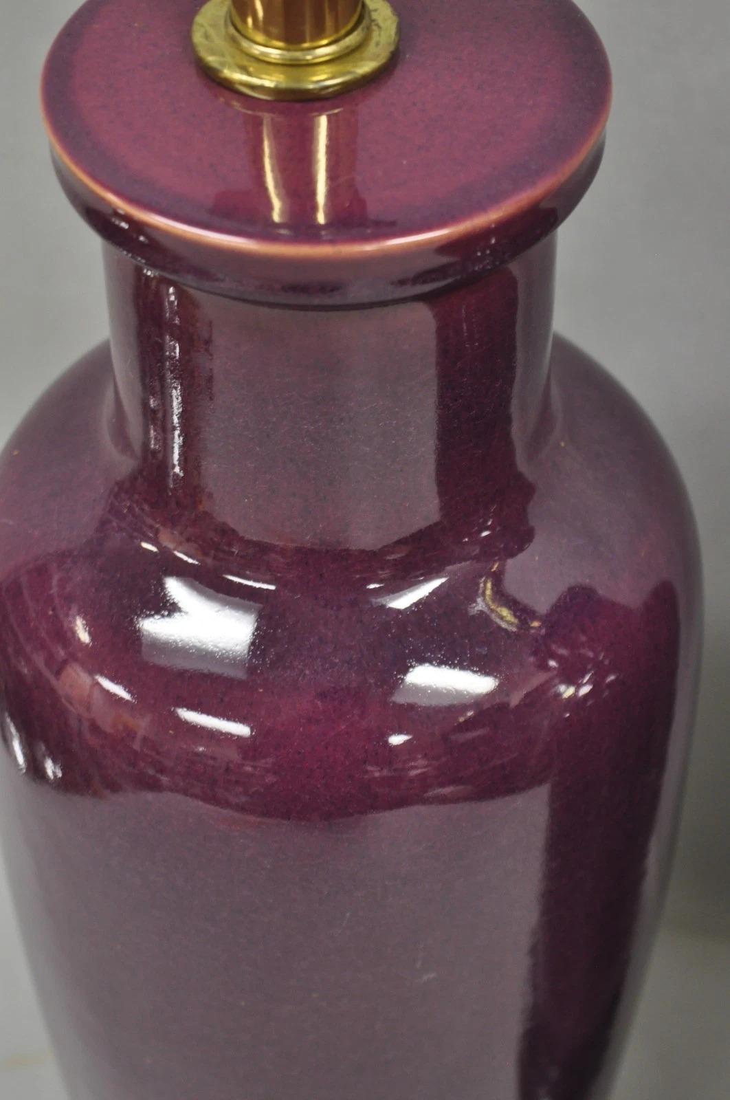 Lampade da tavolo Jardiniere in ceramica porcellanata vintage Chinoiserie Plum Purple - coppia in vendita 4