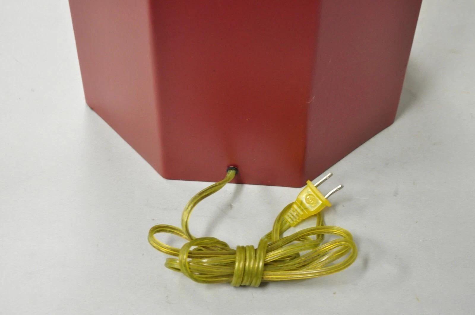Vintage Chinoiserie Red Tole Metal Tea Canister Table Lamp by Vaughan Design Ltd For Sale 5