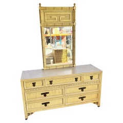 Vintage Chinoiserie “Shanglrila” Dresser With Mirror by Dixie Vintage Chinoiserie “Shanglrila” Dresser With Mirror by Dixie