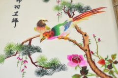 Vintage Chinoiserie Silk Needlepoint Chinese Japanese Asian Wall Art - Set of 6