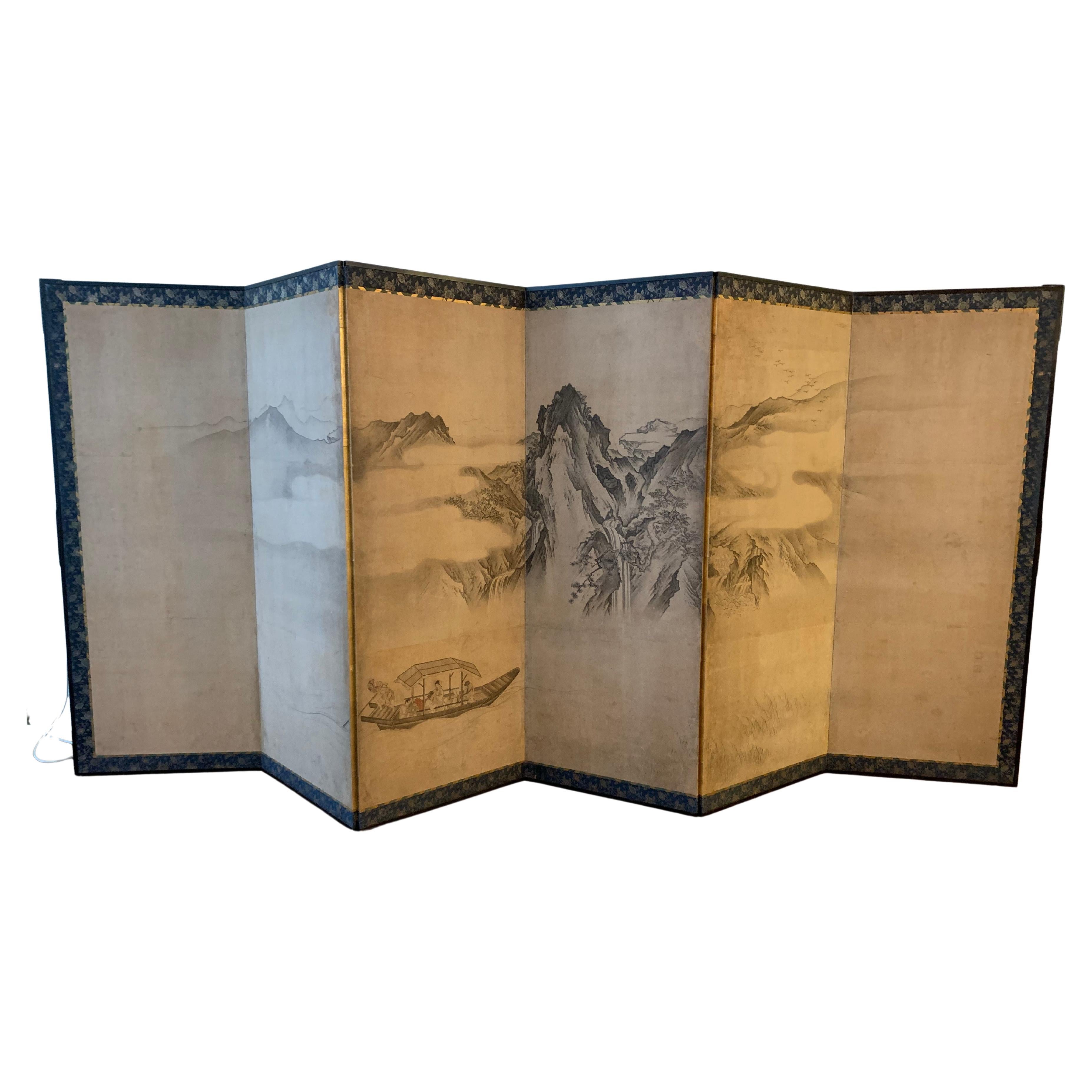 Vintage Chinoiserie Six Panel Screen