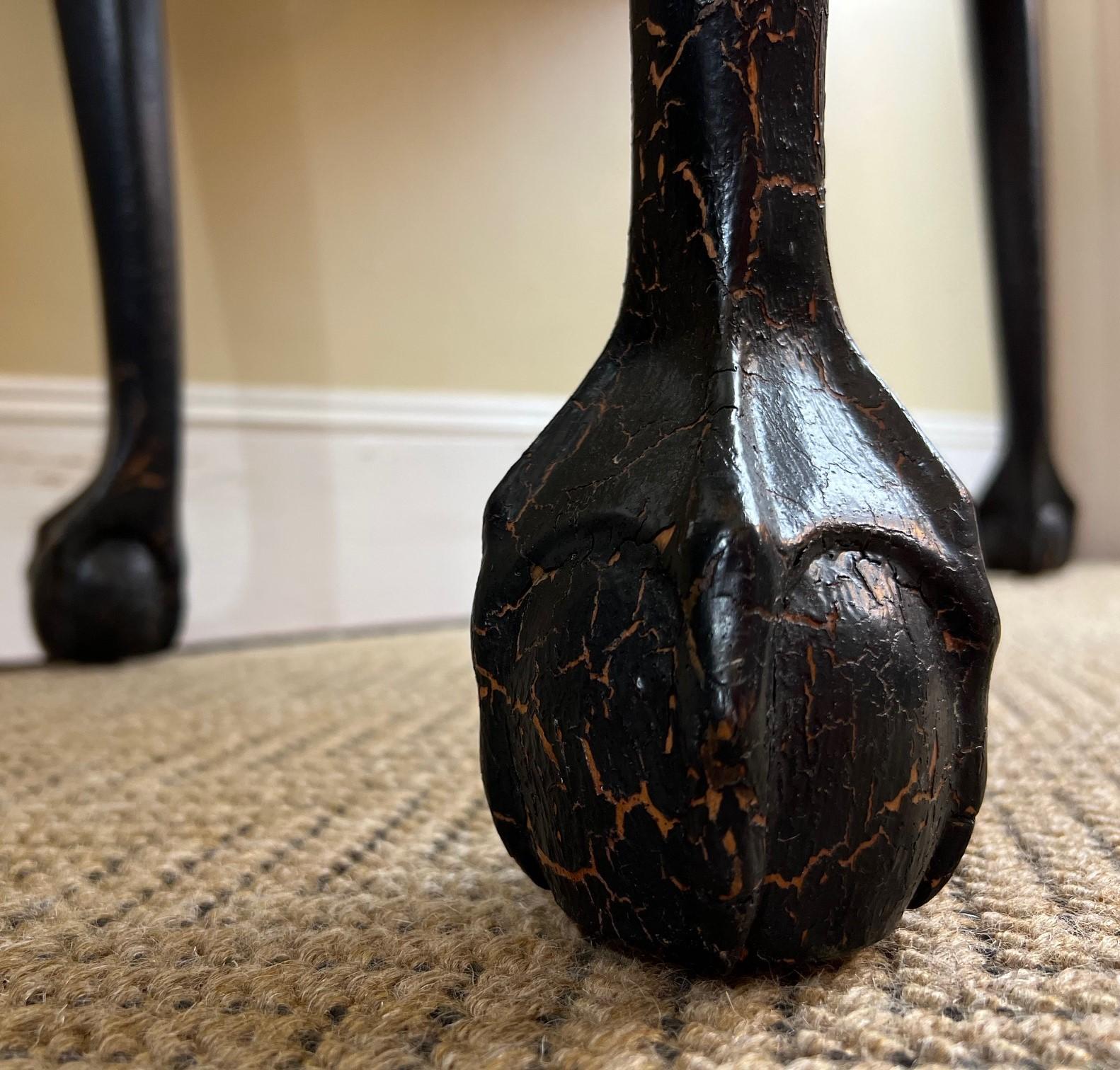 Vintage Chinoiserie Style Black and Gold Painted Side Table with Crackle Finish 7