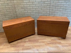 Vintage Chinoiserie Style Davis Cabinet Company Oak Dresser / Nightstand - Pair