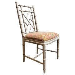 Vintage Chinoiserie Style Faux Bamboo Accent, Desk or Vanity Chair c. 1970s Vintage Chinoiserie Style Faux Bamboo Accent, Desk or Vanity Chair c. 1970s