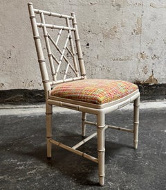 Vintage Chinoiserie Style Faux Bamboo Accent, Desk or Vanity Chair c. 1970s