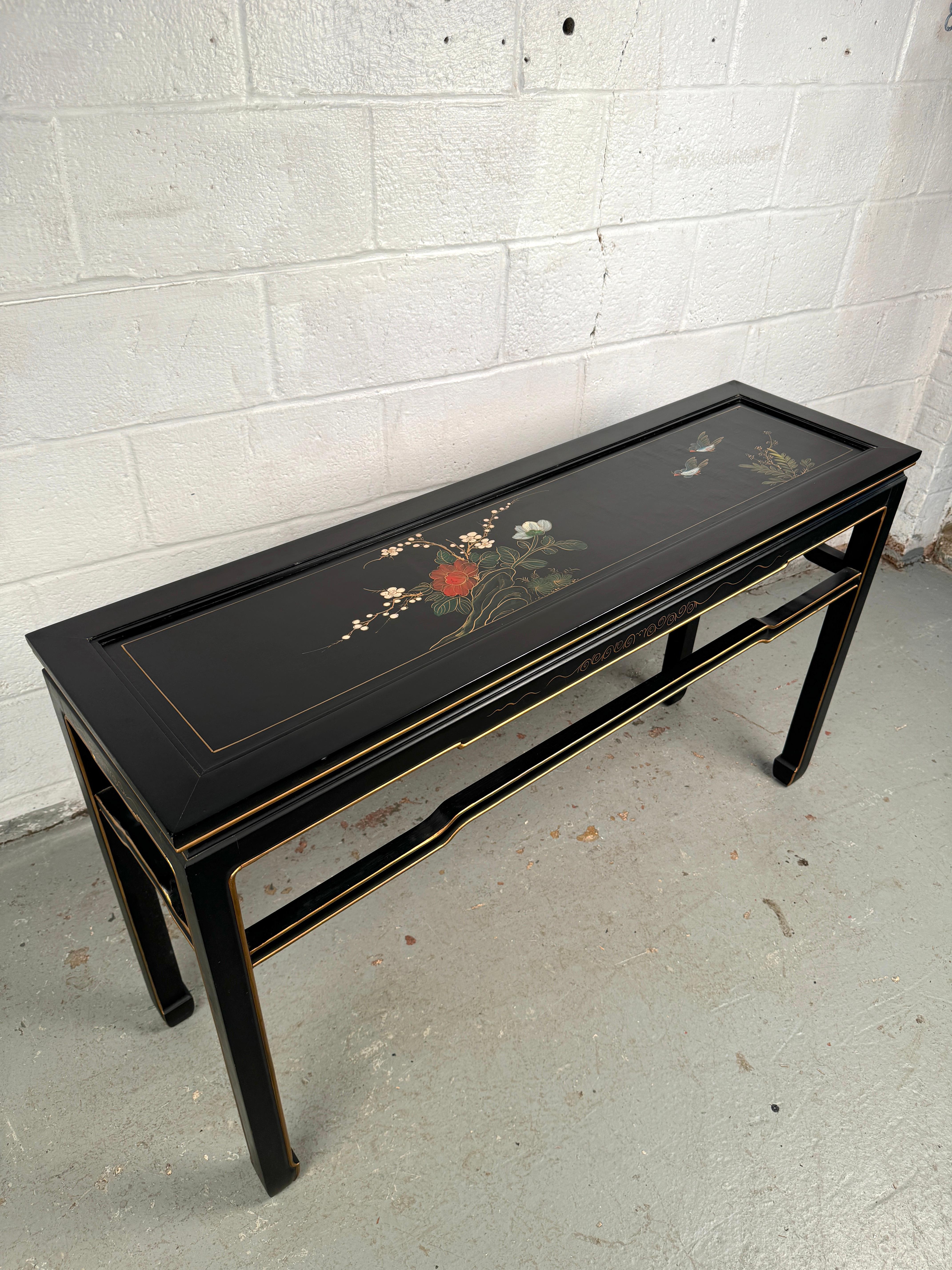 Vintage Chinoiserie Style Hand Painted Console Table For Sale 10