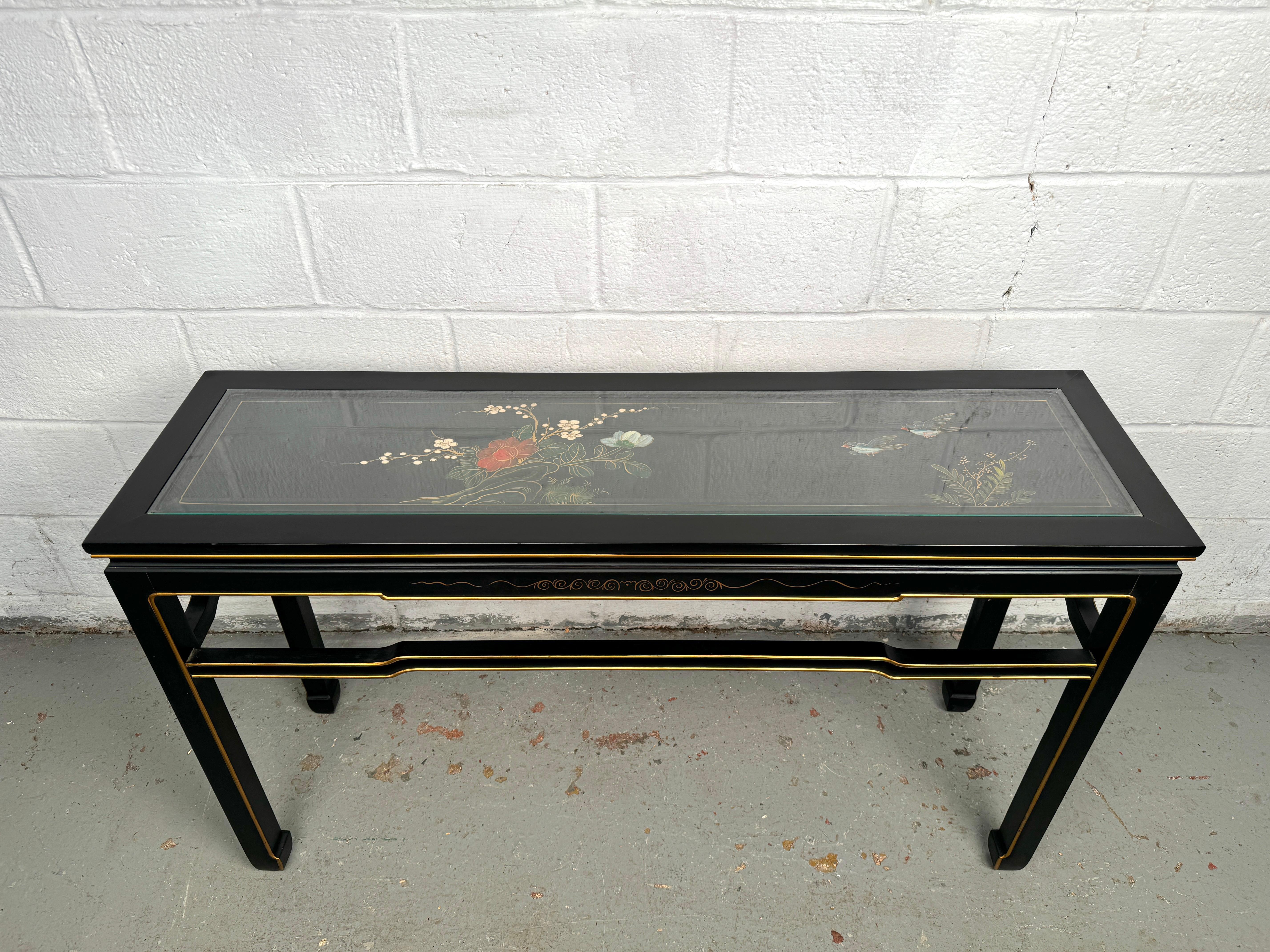 Vintage Chinoiserie Style Hand Painted Console Table In Good Condition For Sale In Brooklyn, NY