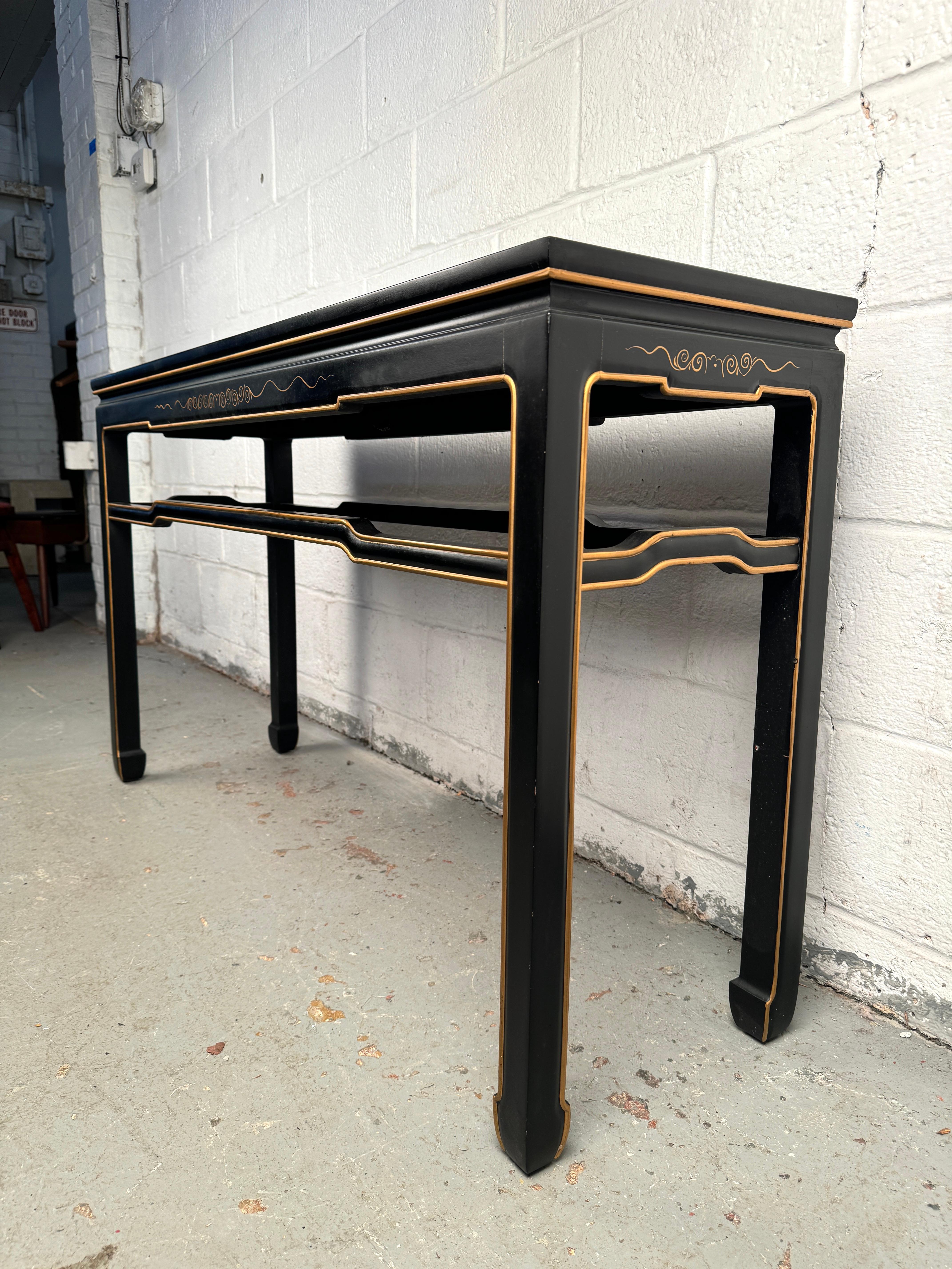 Wood Vintage Chinoiserie Style Hand Painted Console Table For Sale