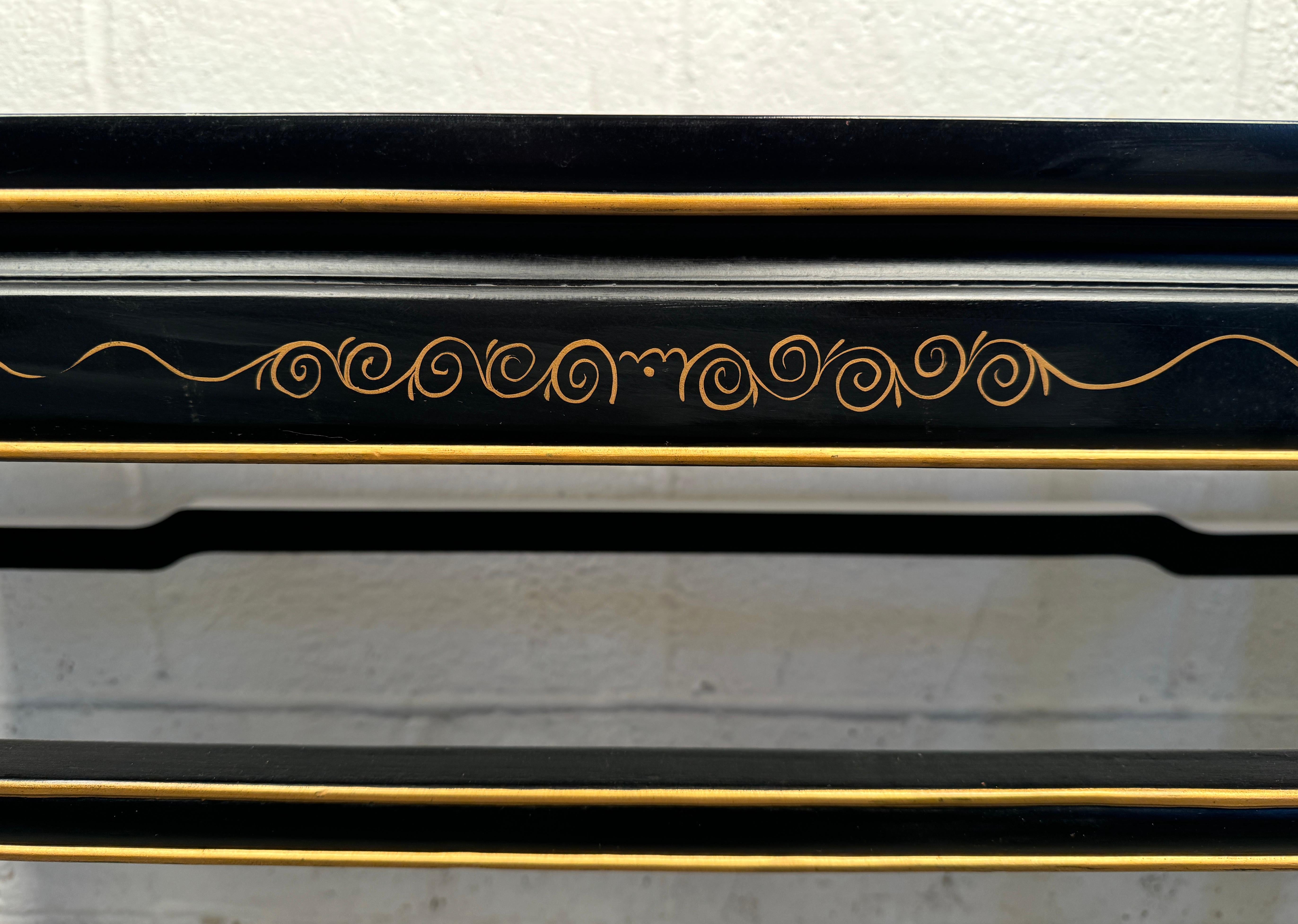 Vintage Chinoiserie Style Hand Painted Console Table For Sale 2