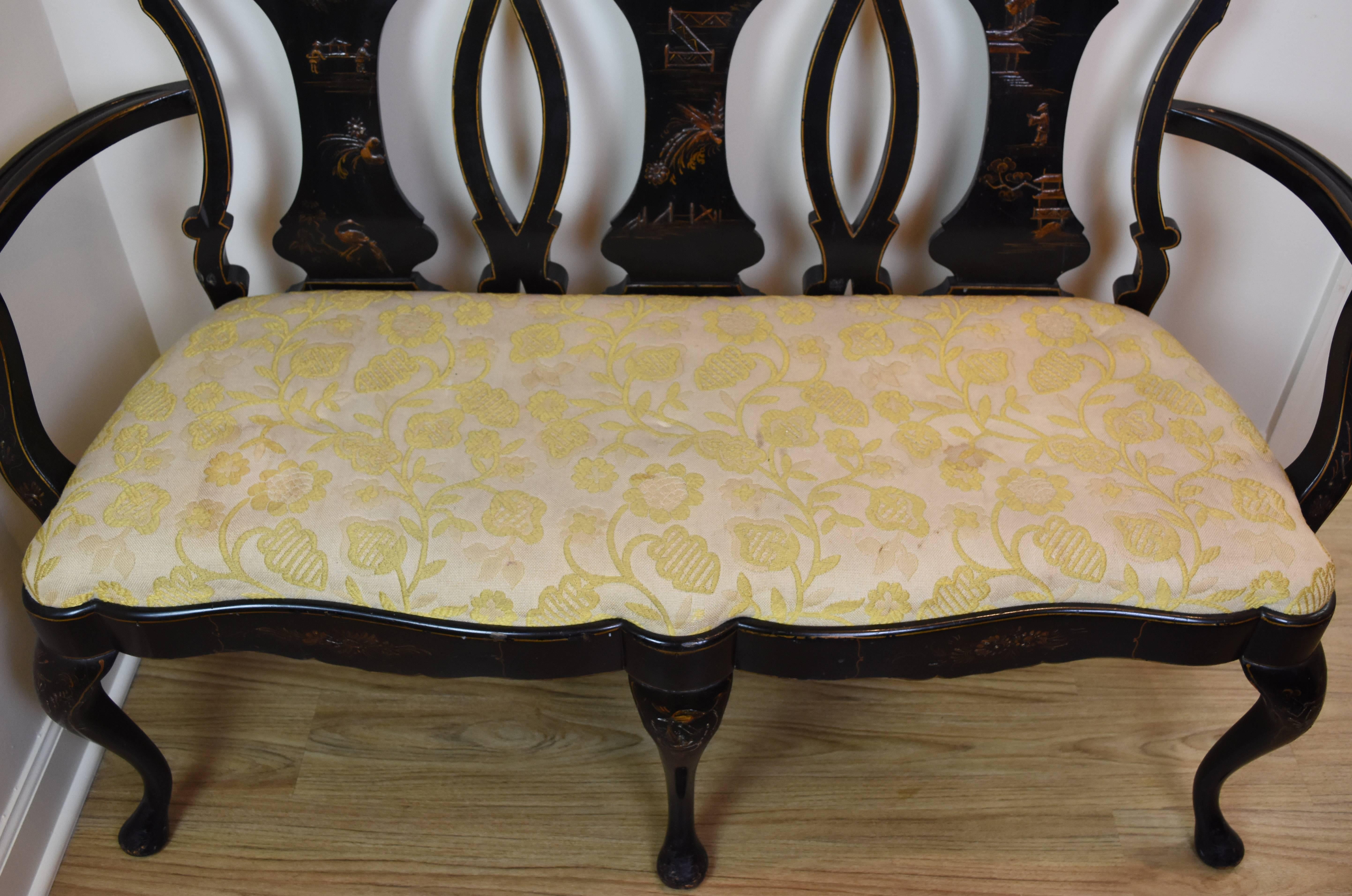 Vintage Chinoiserie Style Settee 2