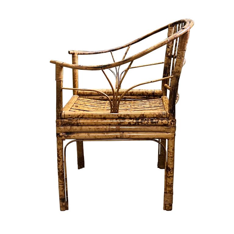 Vintage Chinoiserie Tortoise Bamboo Arm Chair In Good Condition For Sale In Oklahoma City, OK