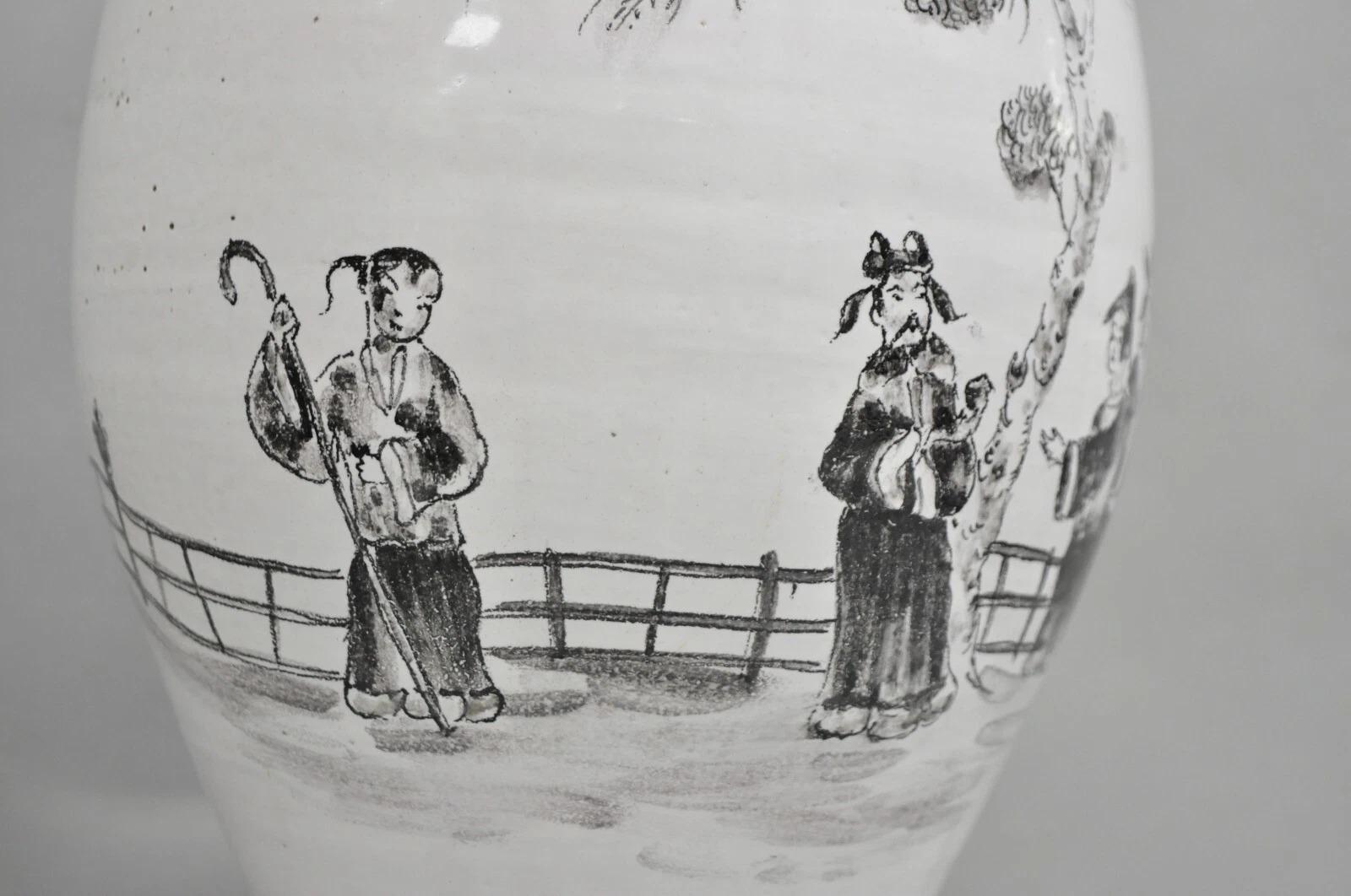 Vintage Chinoiserie Jarrón Jardinera de Cerámica Blanca Lámpara de Mesa Oriental sobre Lucite en Bueno estado para la venta en Philadelphia, PA