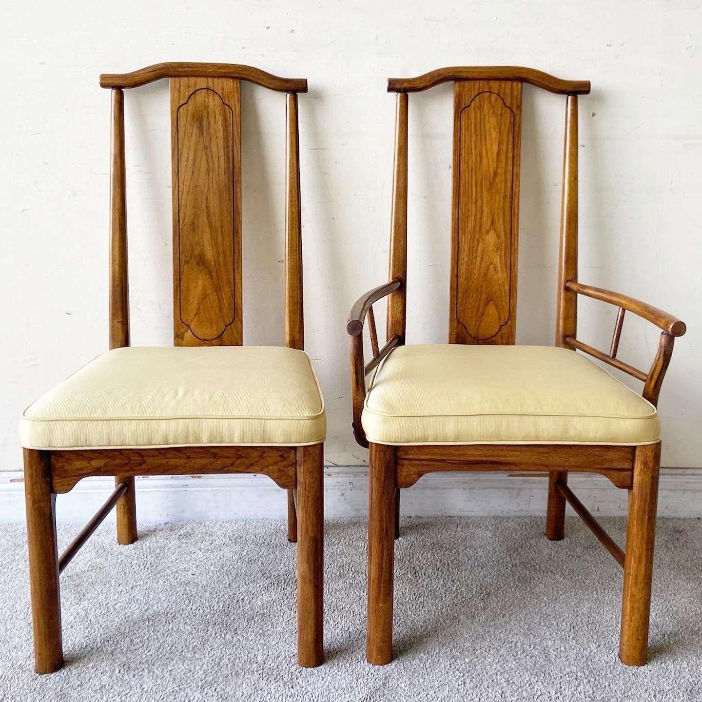 Vintage Chinoiserie Wooden Dining Chairs - Set of 6 For Sale 3