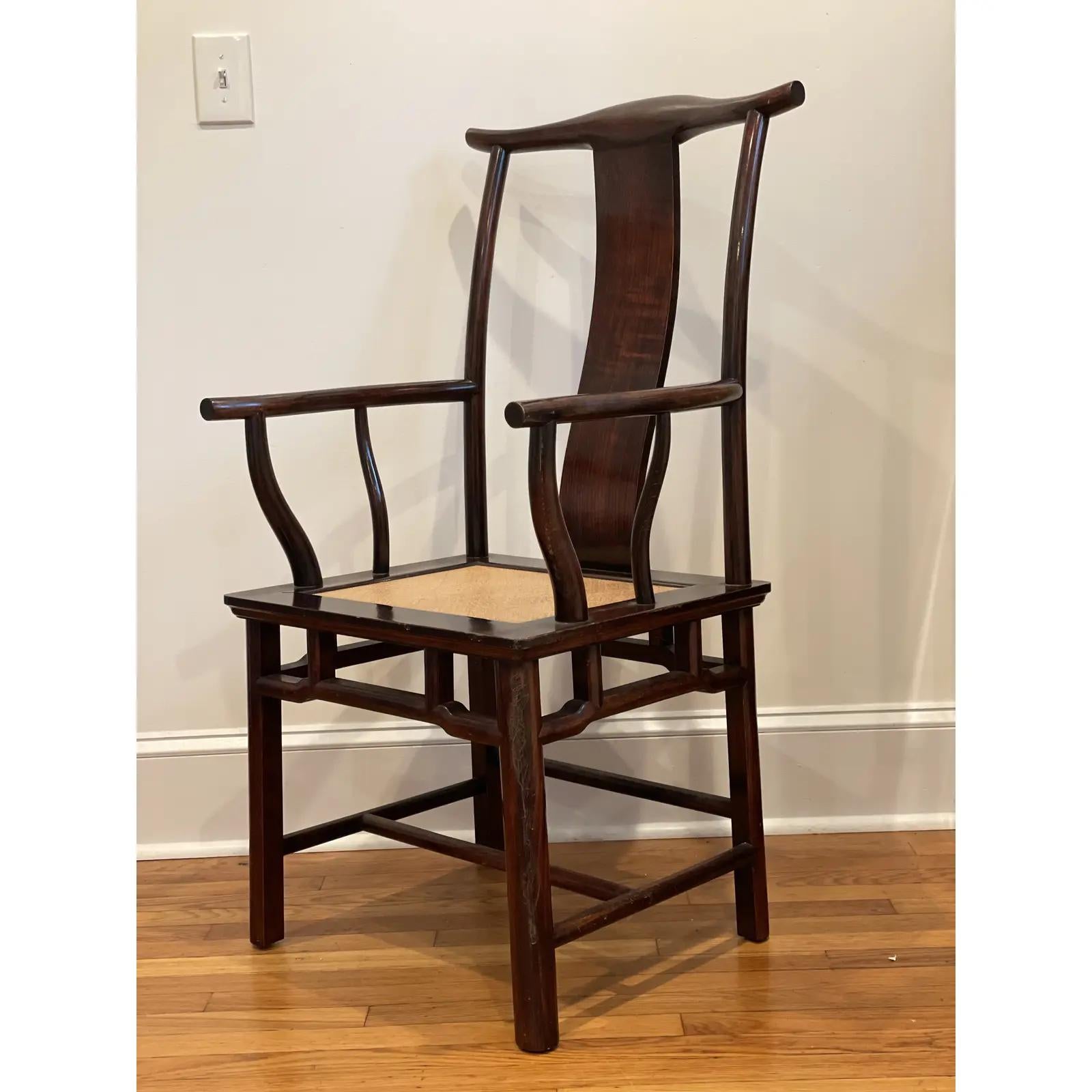 Chinese Yoke back scholar chair. Classic style with cane seat. Wonderful coloring and lines.