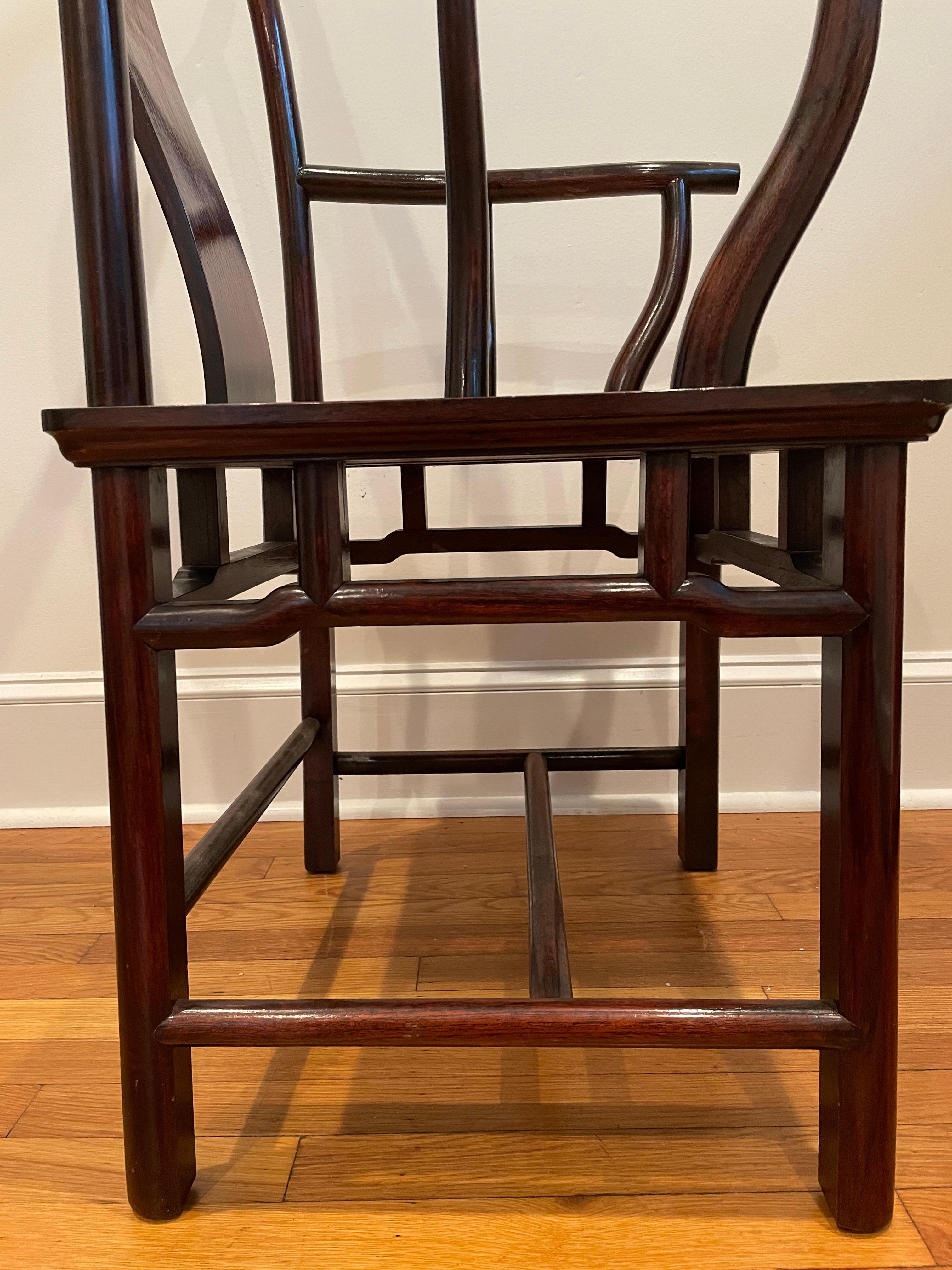 Vintage Chinoiserie Yoke Back Scholar Chair For Sale 1