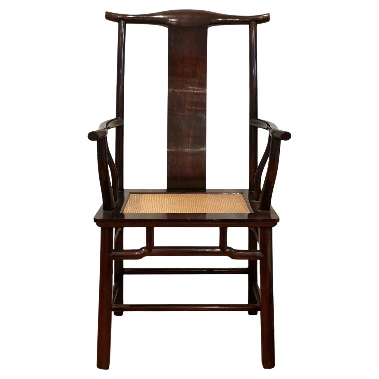 Vintage Chinoiserie Yoke Back Scholar Chair For Sale