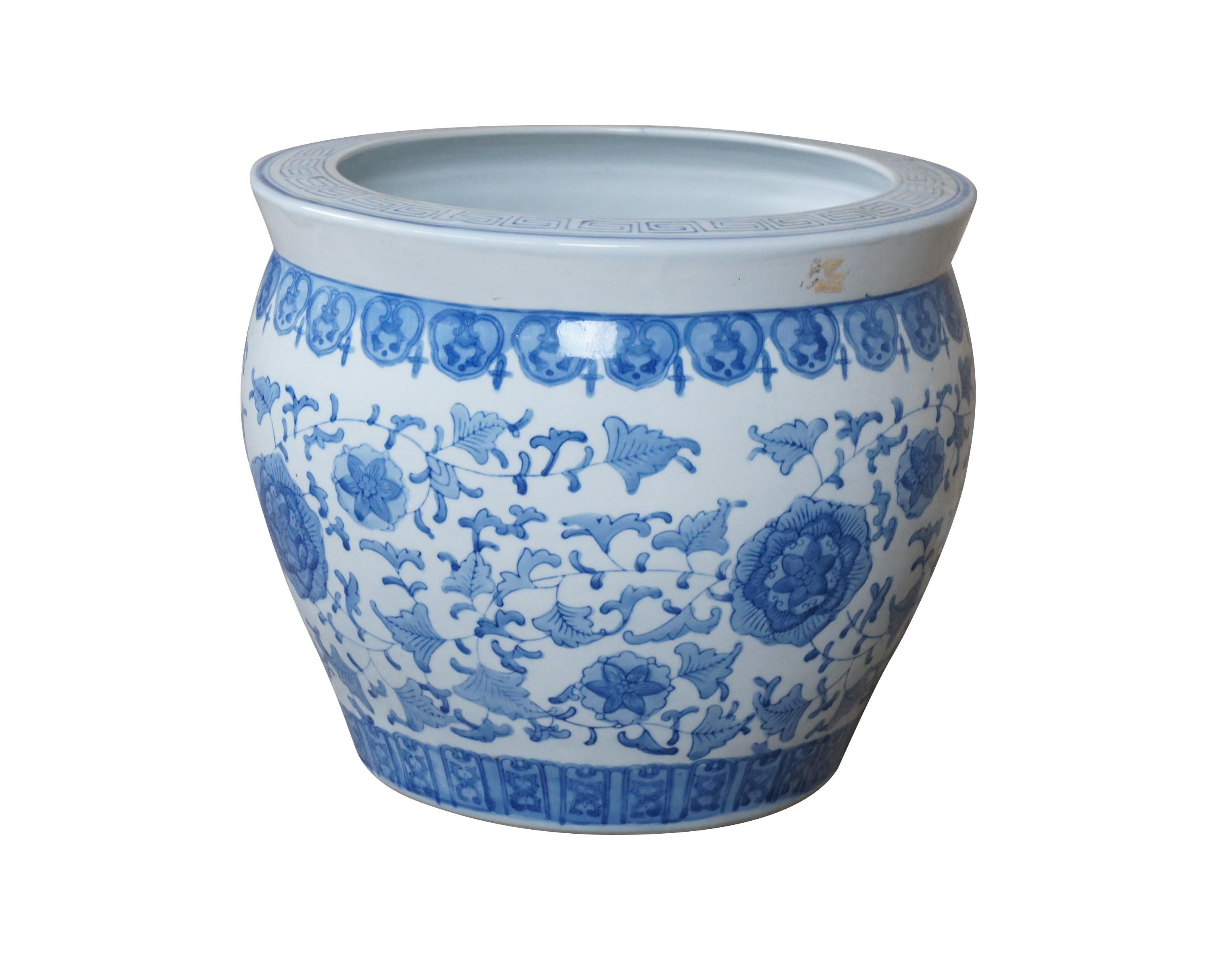 large blue and white chinoiserie planter