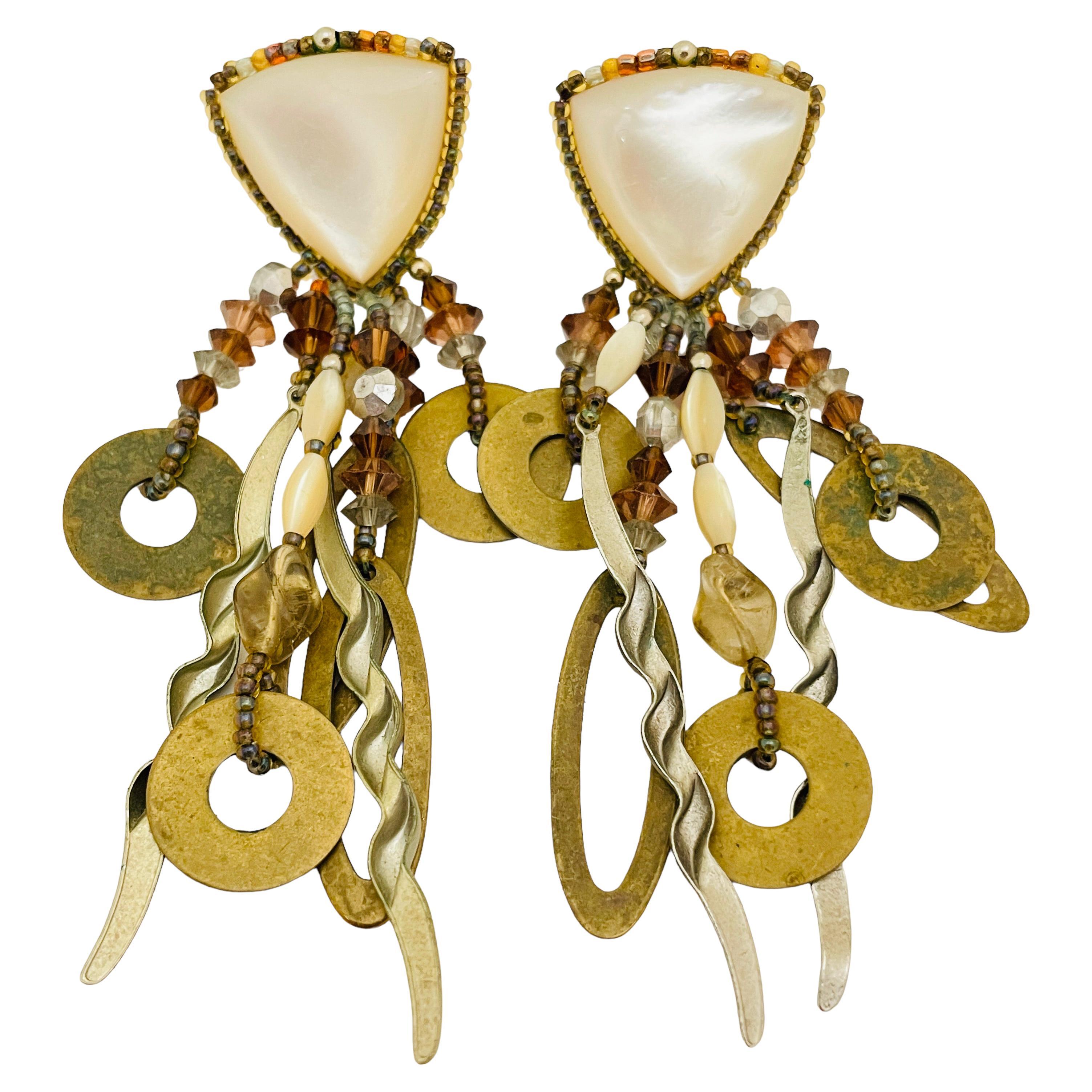 Orecchini a clip firmati CHIPITA, in vetro artistico, vintage.