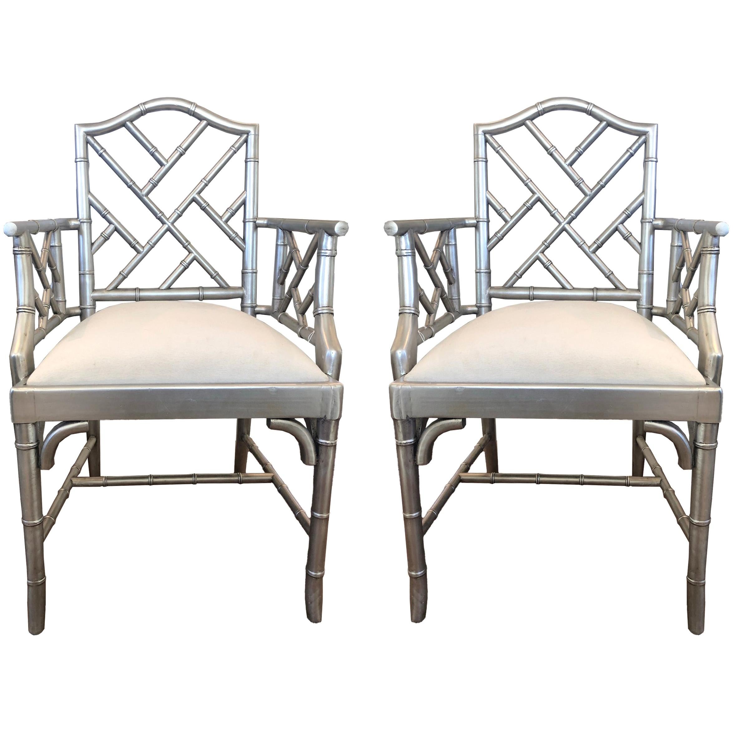 Vintage Chippendale Armchairs, a Pair