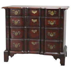 Vintage Chippendale Baker Style Mahogany Block Front Chest of Drawers