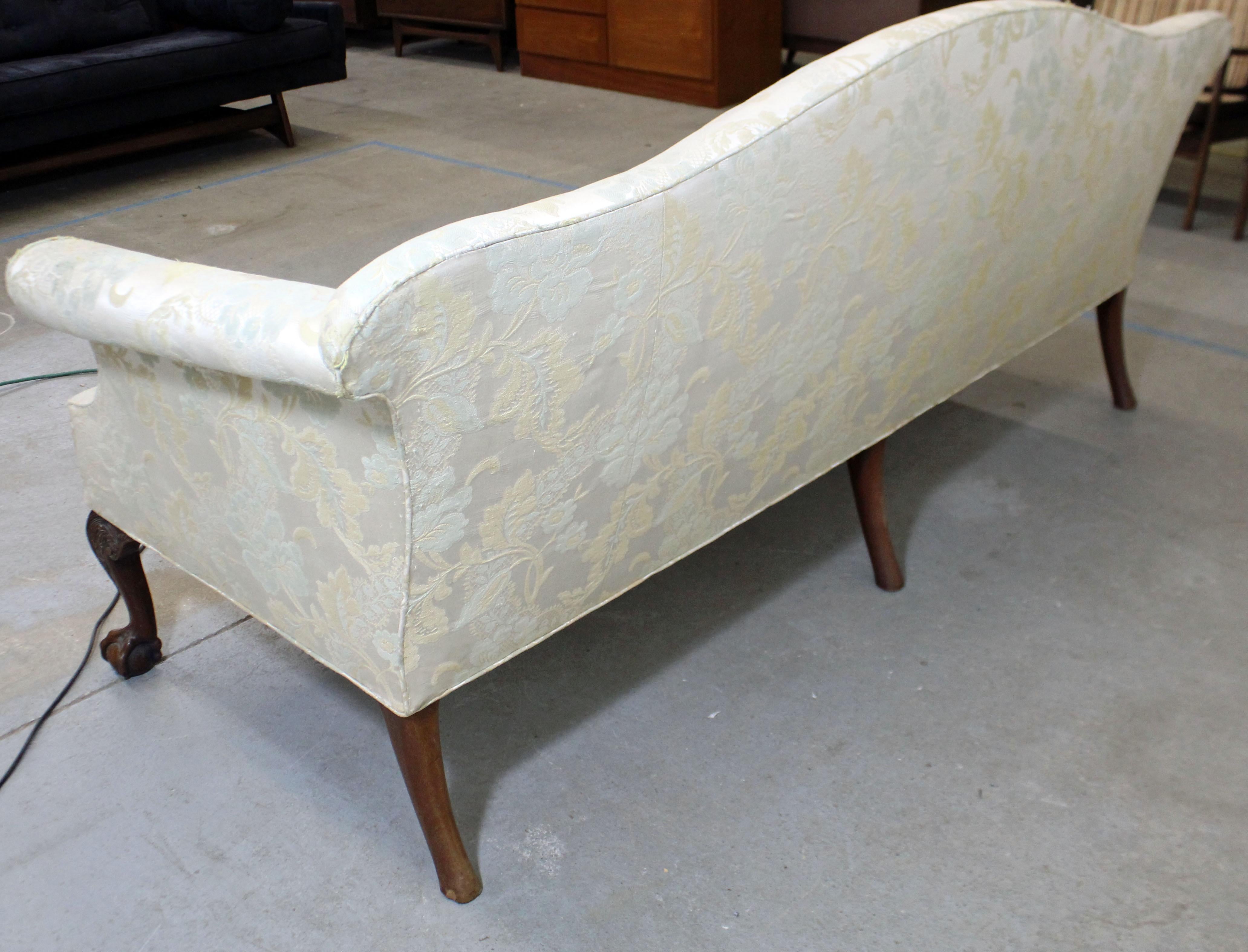 American Vintage Chippendale Ball and Claw Down-Filled Camel Back Sofa