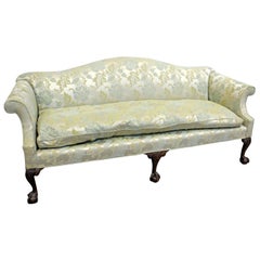 Vintage Chippendale Ball and Claw Down-Filled Camel Back Sofa
