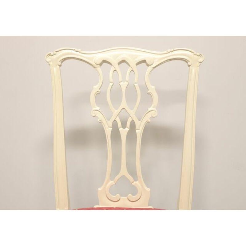 Vintage Chippendale Ball in Claw Cream Painted Dining Side Chairs - Set of 6 For Sale 2