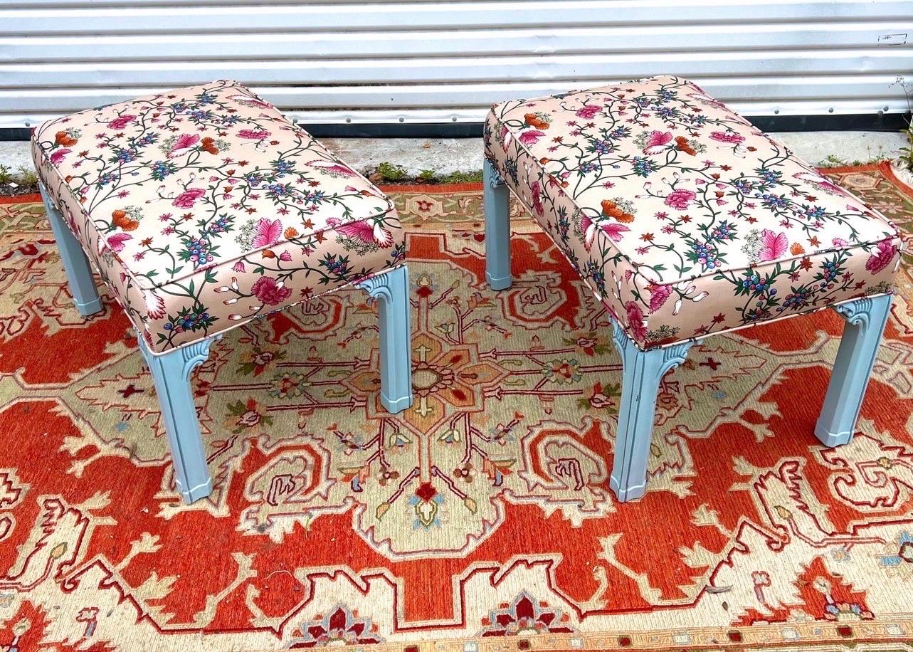 Vintage Chippendale Benches, a Pair In Good Condition In Charleston, SC