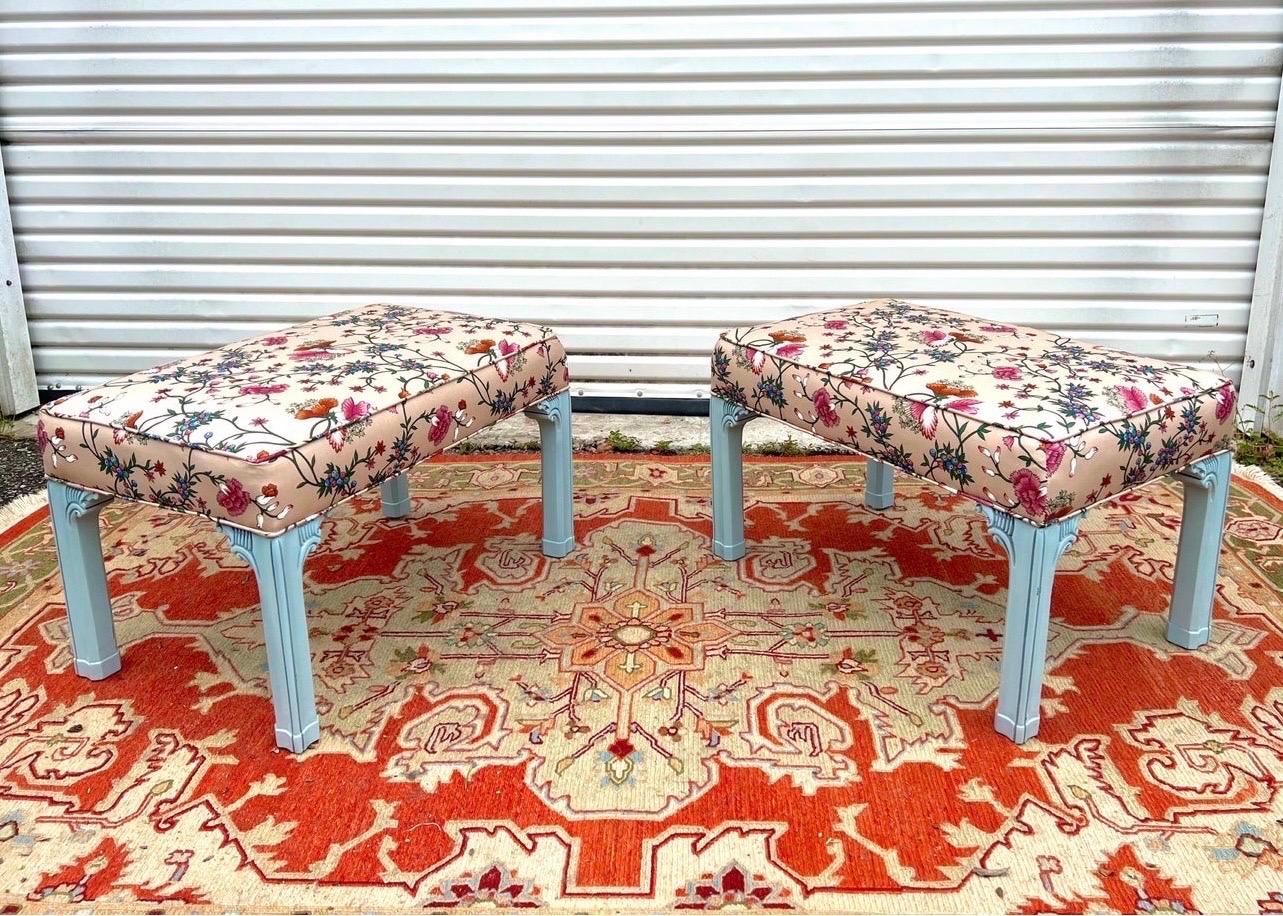 Late 20th Century Vintage Chippendale Benches, a Pair