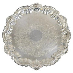 Vintage "Chippendale" By Wallace Round Scalloped Silver Plated Platter Tray