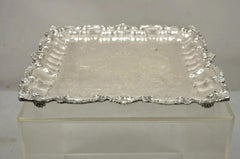 Vintage Chippendale by Wallace Silver Plated 16" Square Bar Platter Tray on Feet