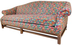 Vintage Chippendale Chintz Upholstered Camelback Sofa