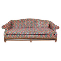 Retro Chippendale Chintz Upholstered Camelback Sofa