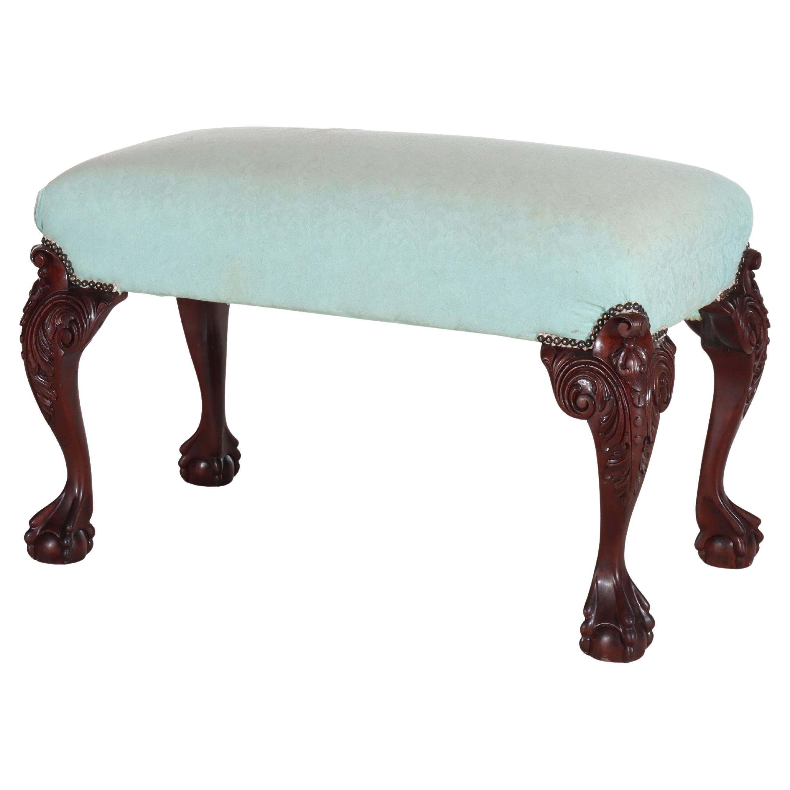 Vintage Chippendale Carved Mahogany Long Bench C1940 For Sale