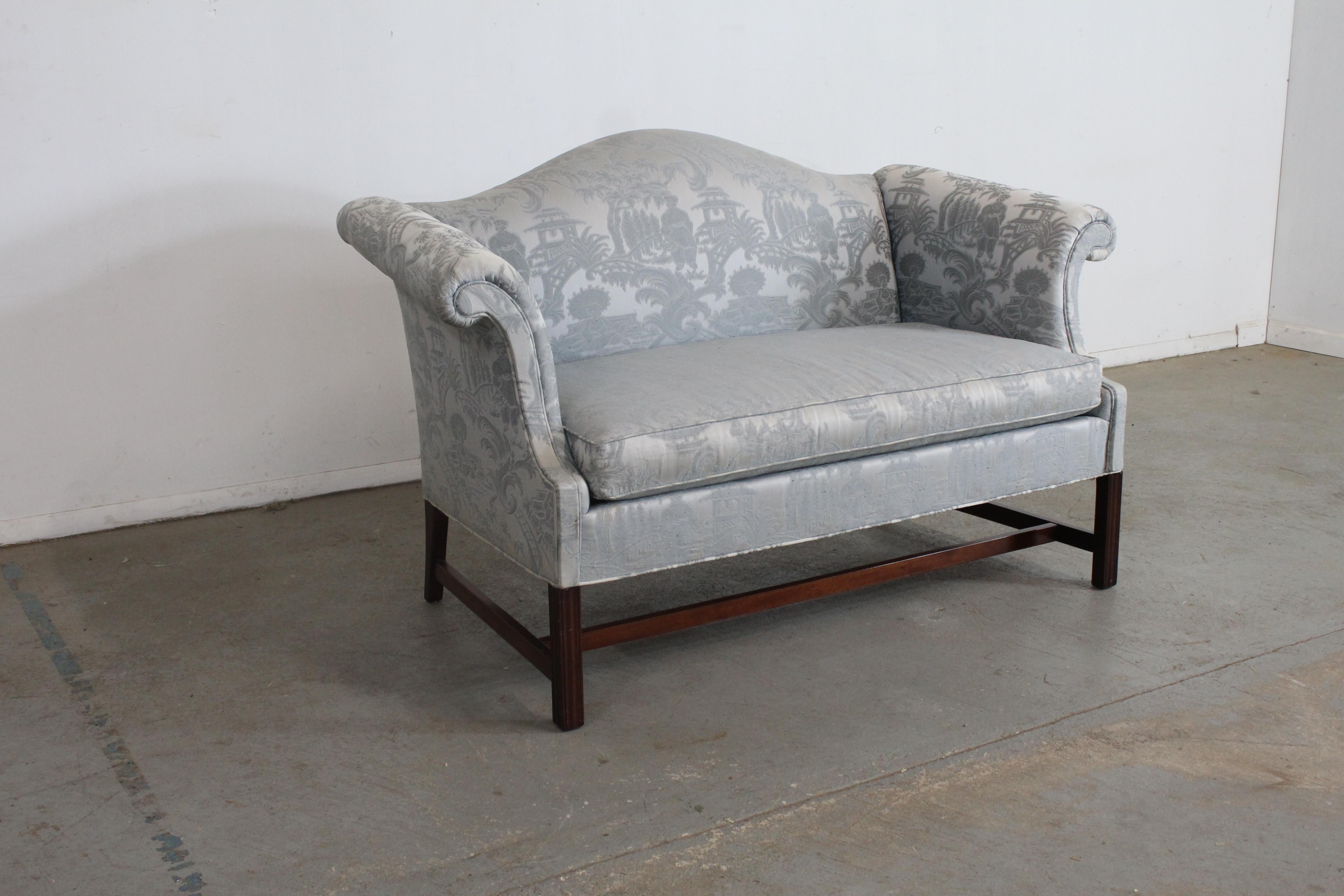 American Vintage Chippendale Chinese Camelback Love Seat/Sofa by Hickory Chair Co