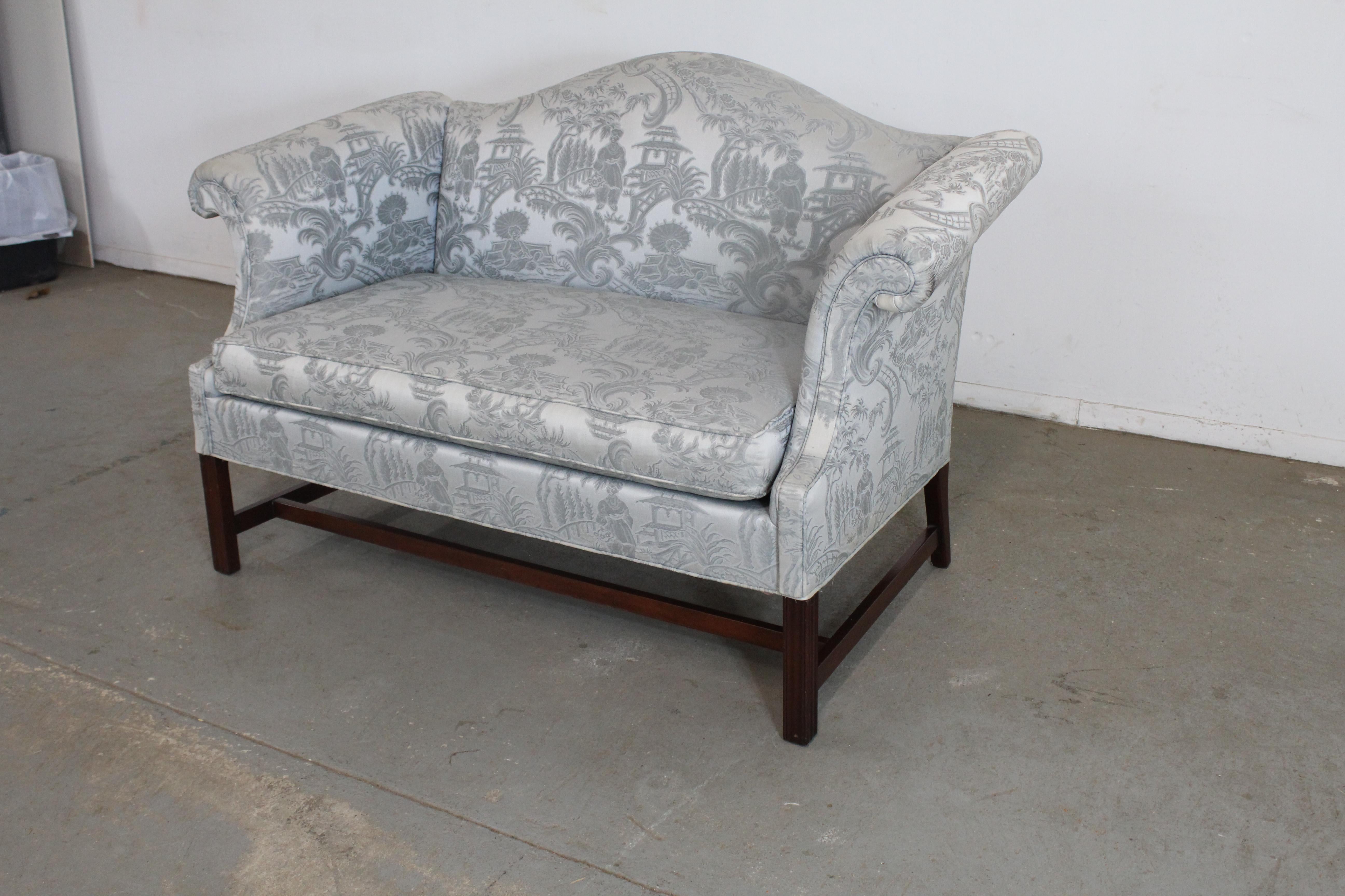 Vintage Chippendale Chinese Camelback Love Seat/Sofa by Hickory Chair Co In Good Condition In Wilmington, DE