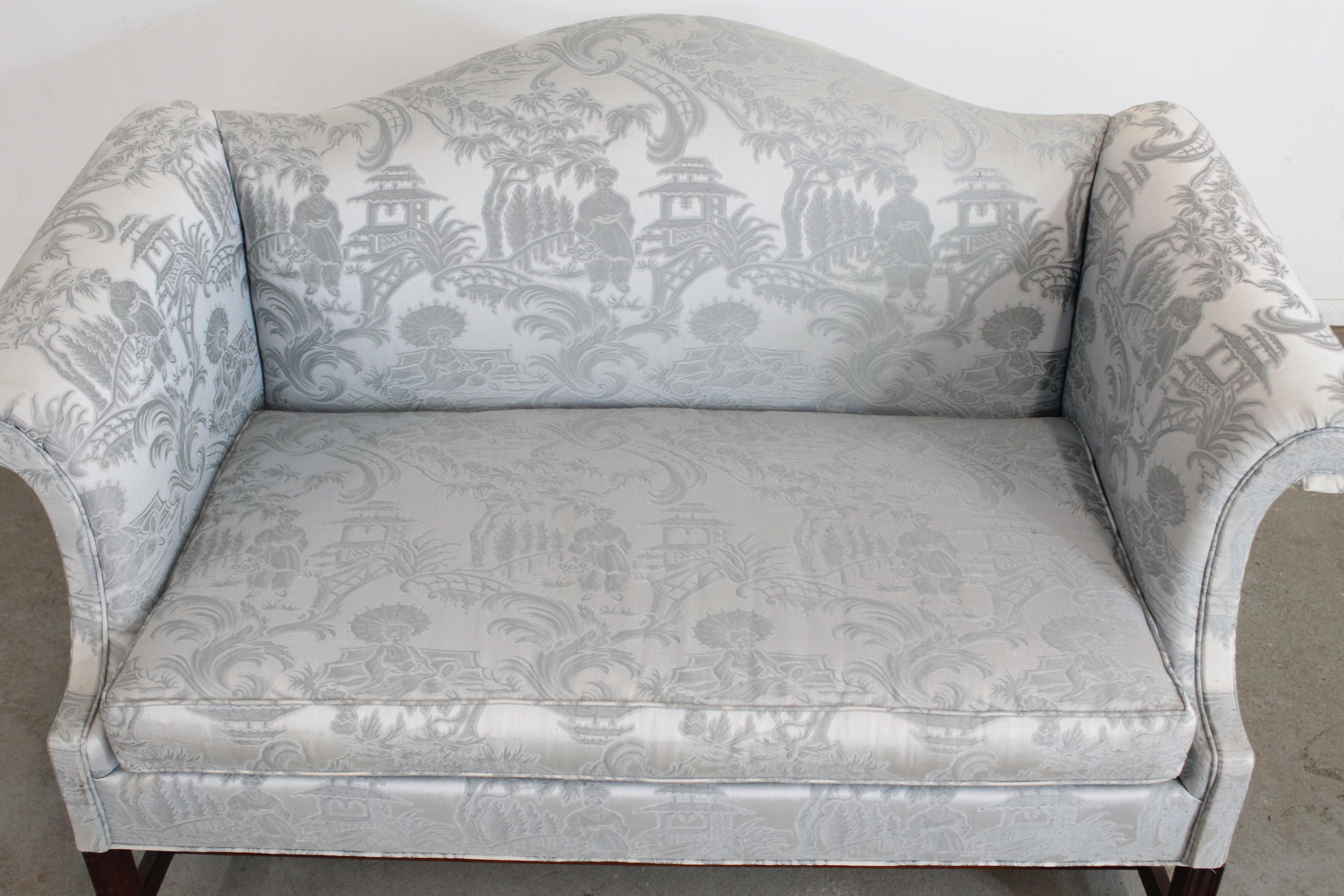 20th Century Vintage Chippendale Chinese Camelback Love Seat/Sofa by Hickory Chair Co